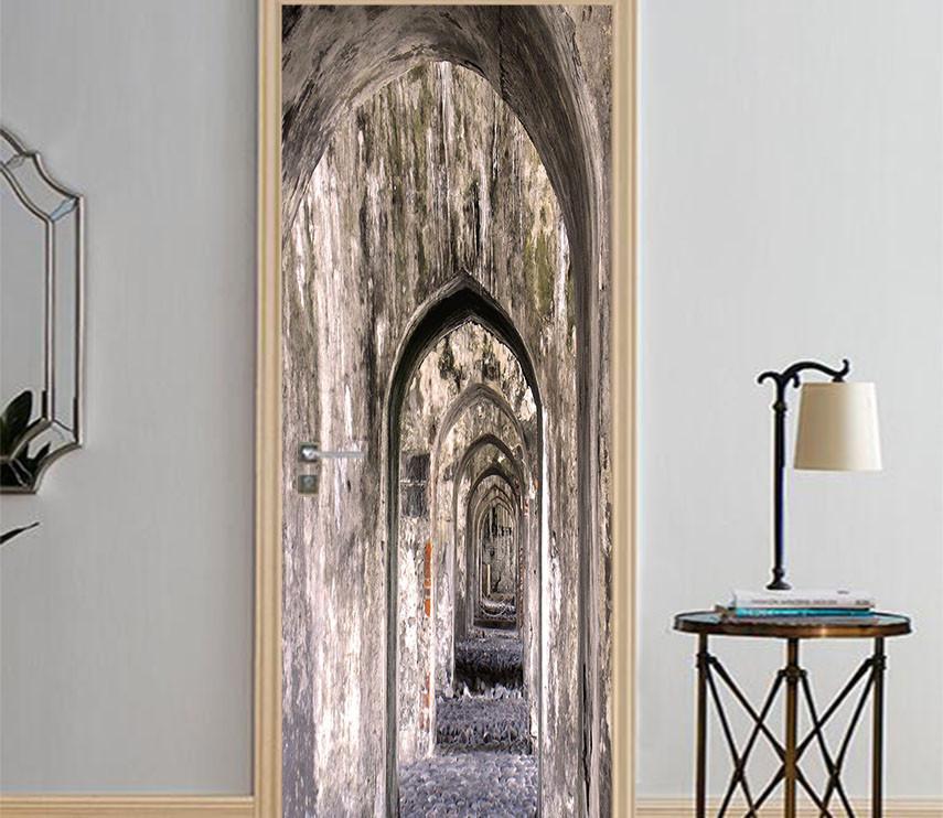 3D rock archway avenue door mural Wallpaper AJ Wallpaper 