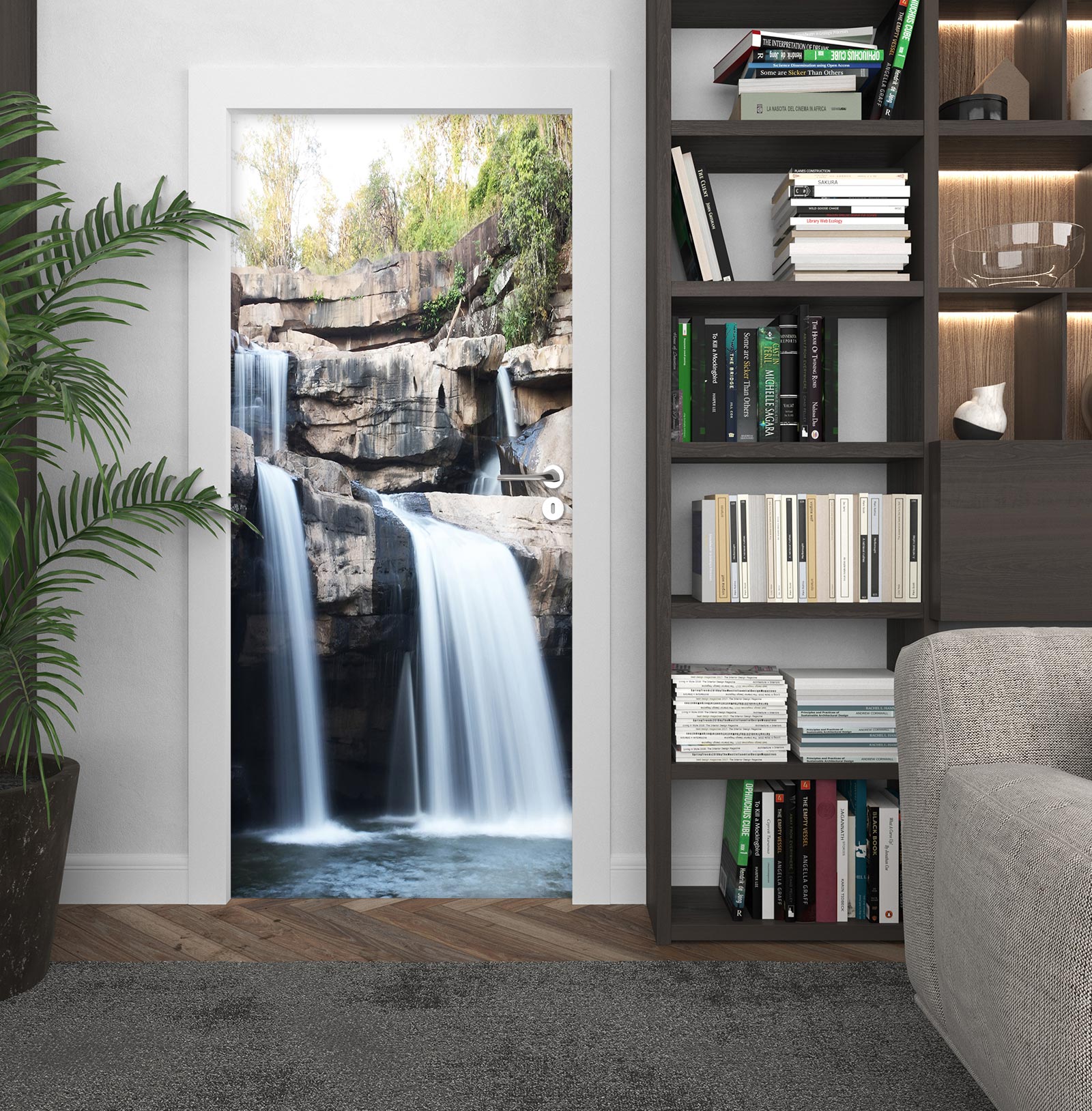 3D Waterfall Slate 195 Door Mural