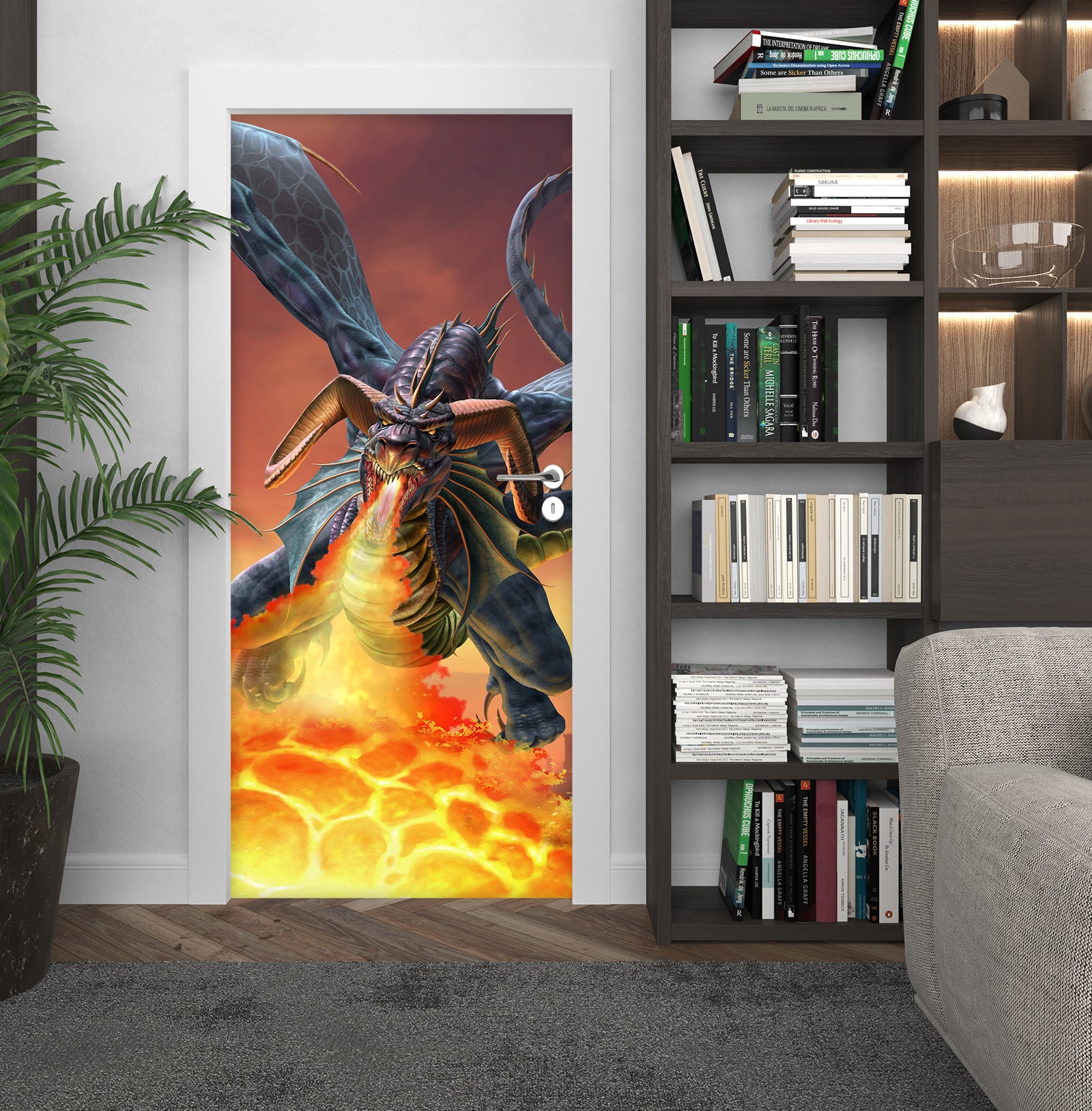 3D Dragon Spitfire 607 Tom Wood Door Mural