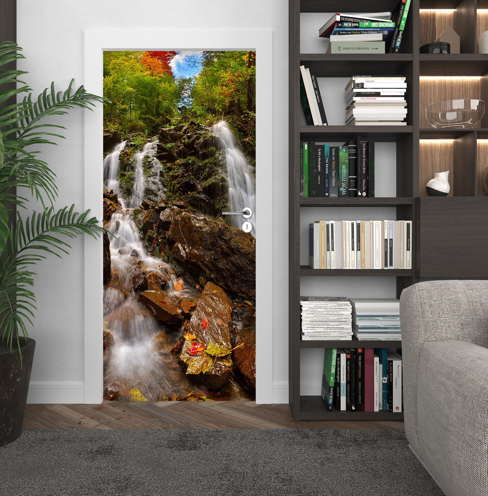 3D Mountain Running Water 24080 Door Mural