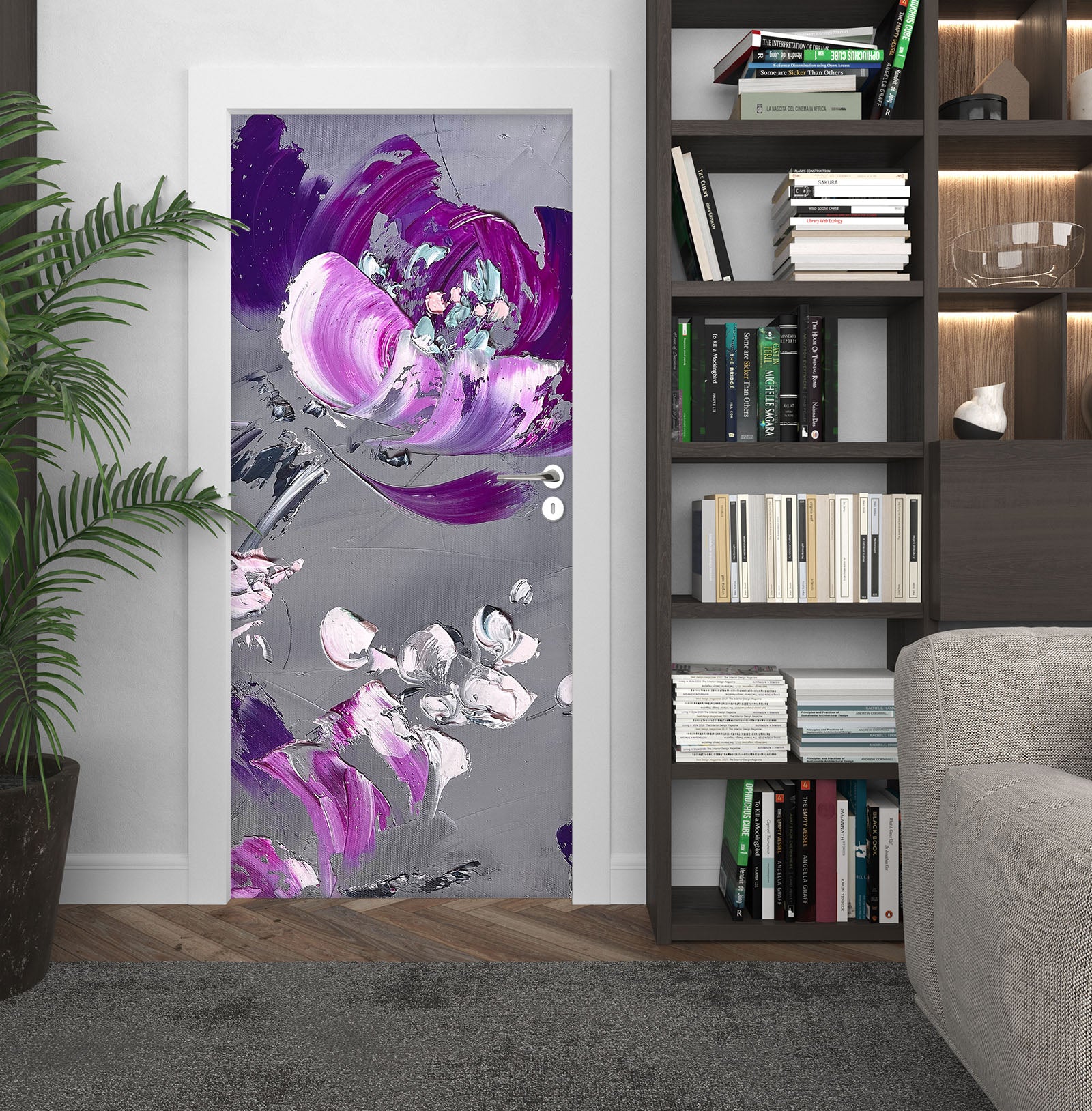 3D Purple Flowers 3067 Skromova Marina Door Mural