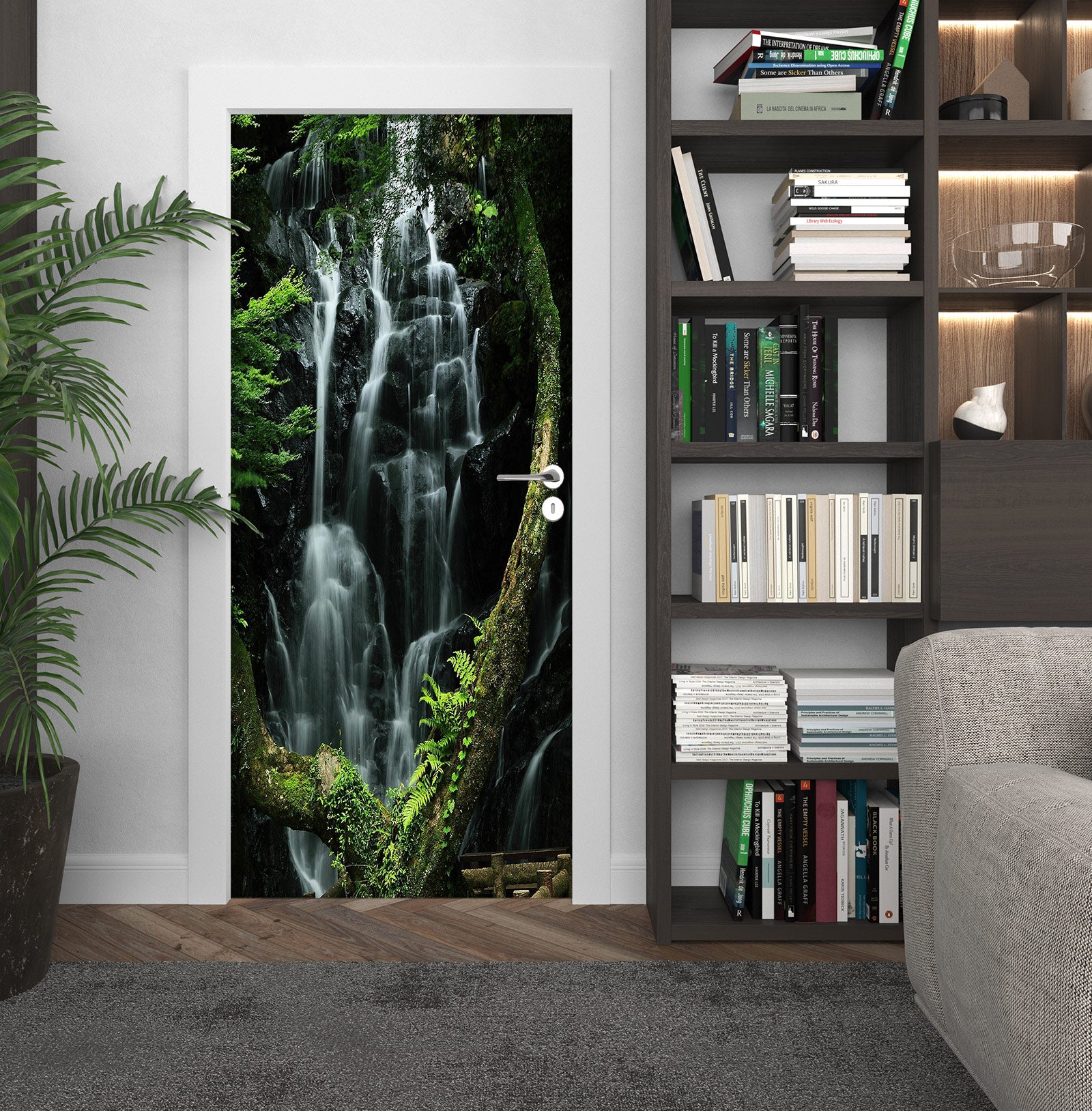 3D Tree Waterfall 23099 Door Mural