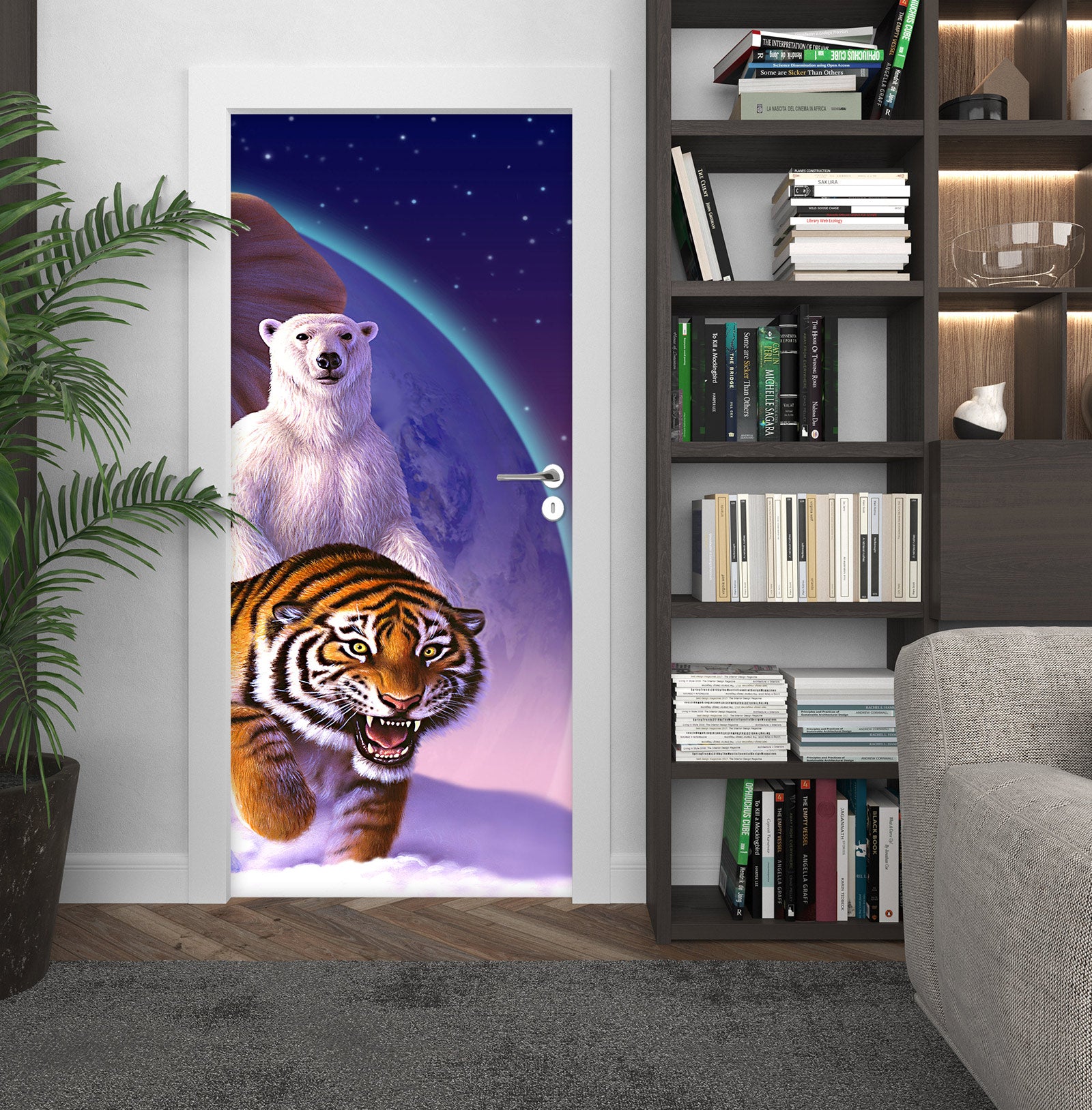 3D Polar Bear Tiger 112163 Jerry LoFaro Door Mural