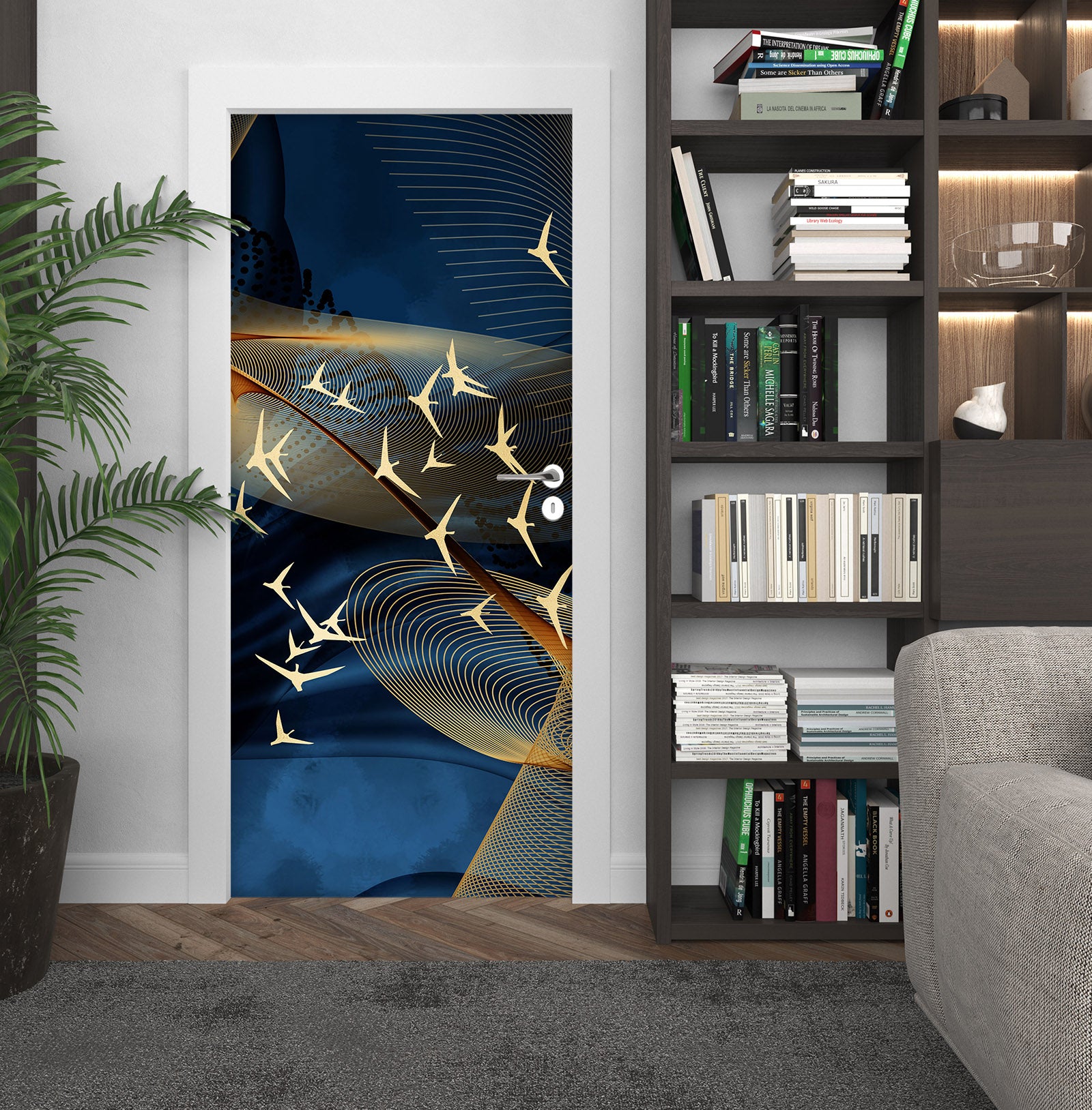 3D White Bird 21149 Door Mural