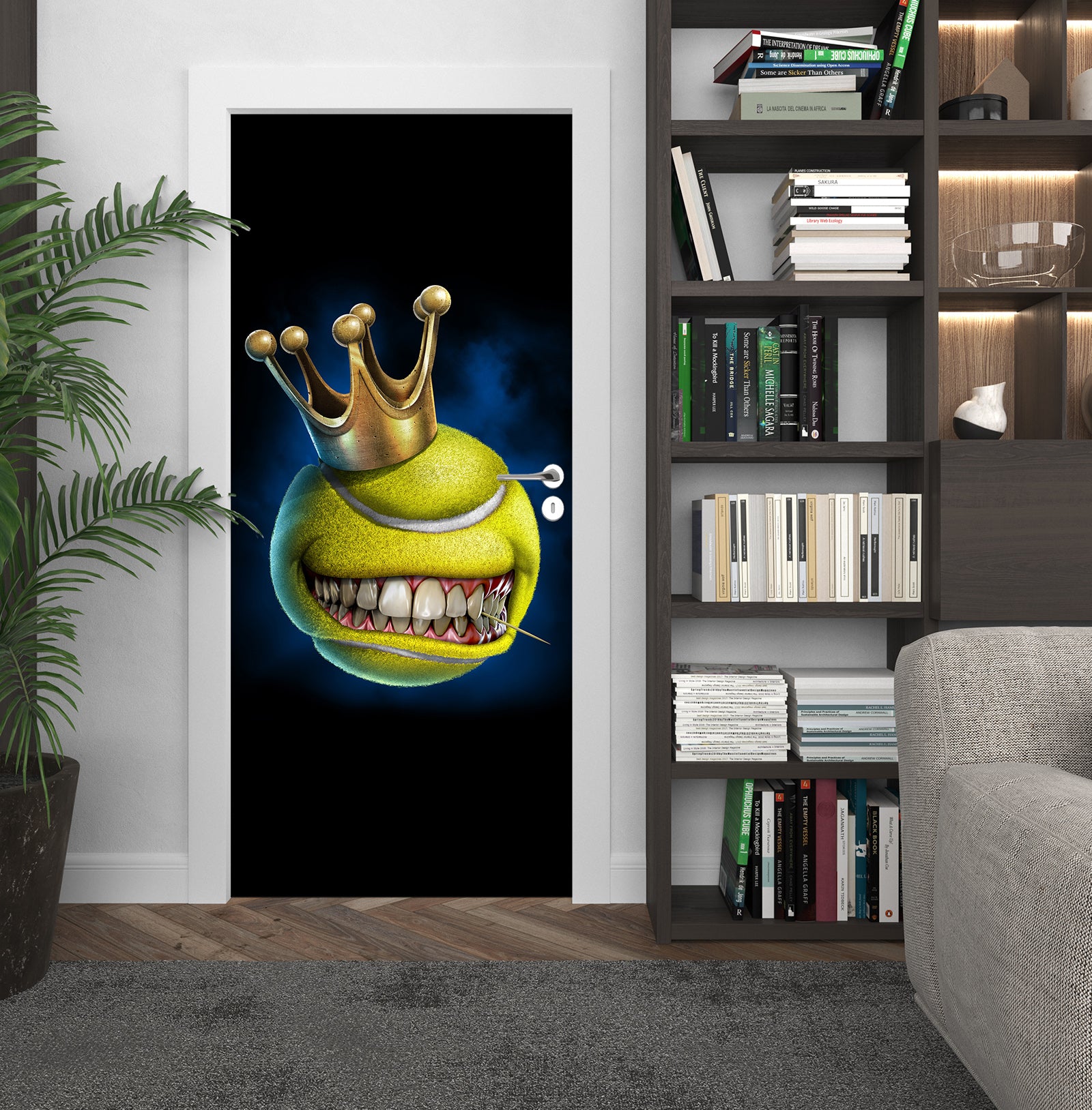 3D Yellow Ball Teeth 616 Tom Wood Door Mural