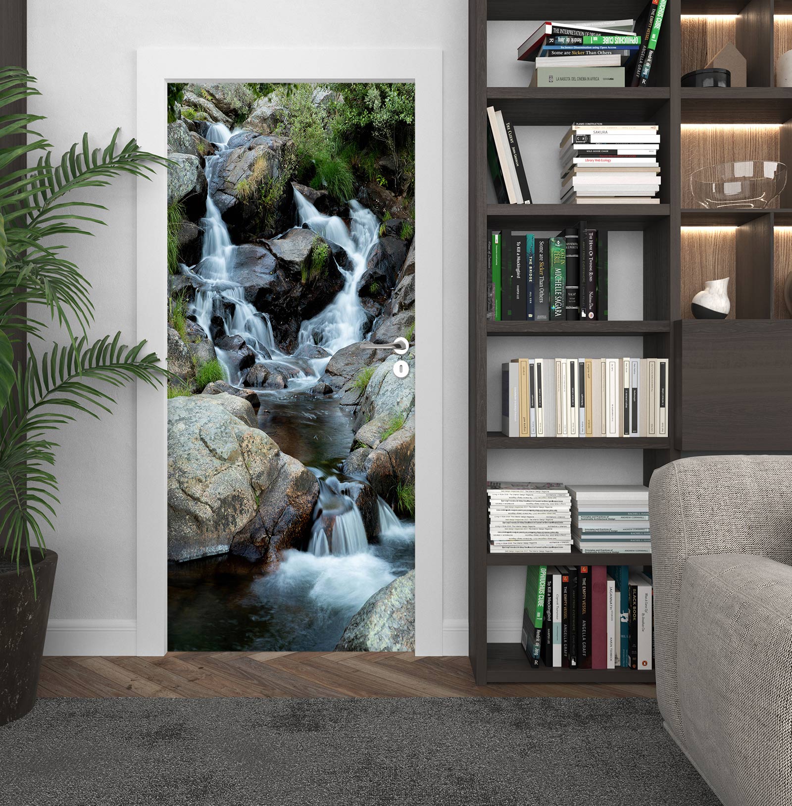 3D Stone Running Water 24160 Door Mural