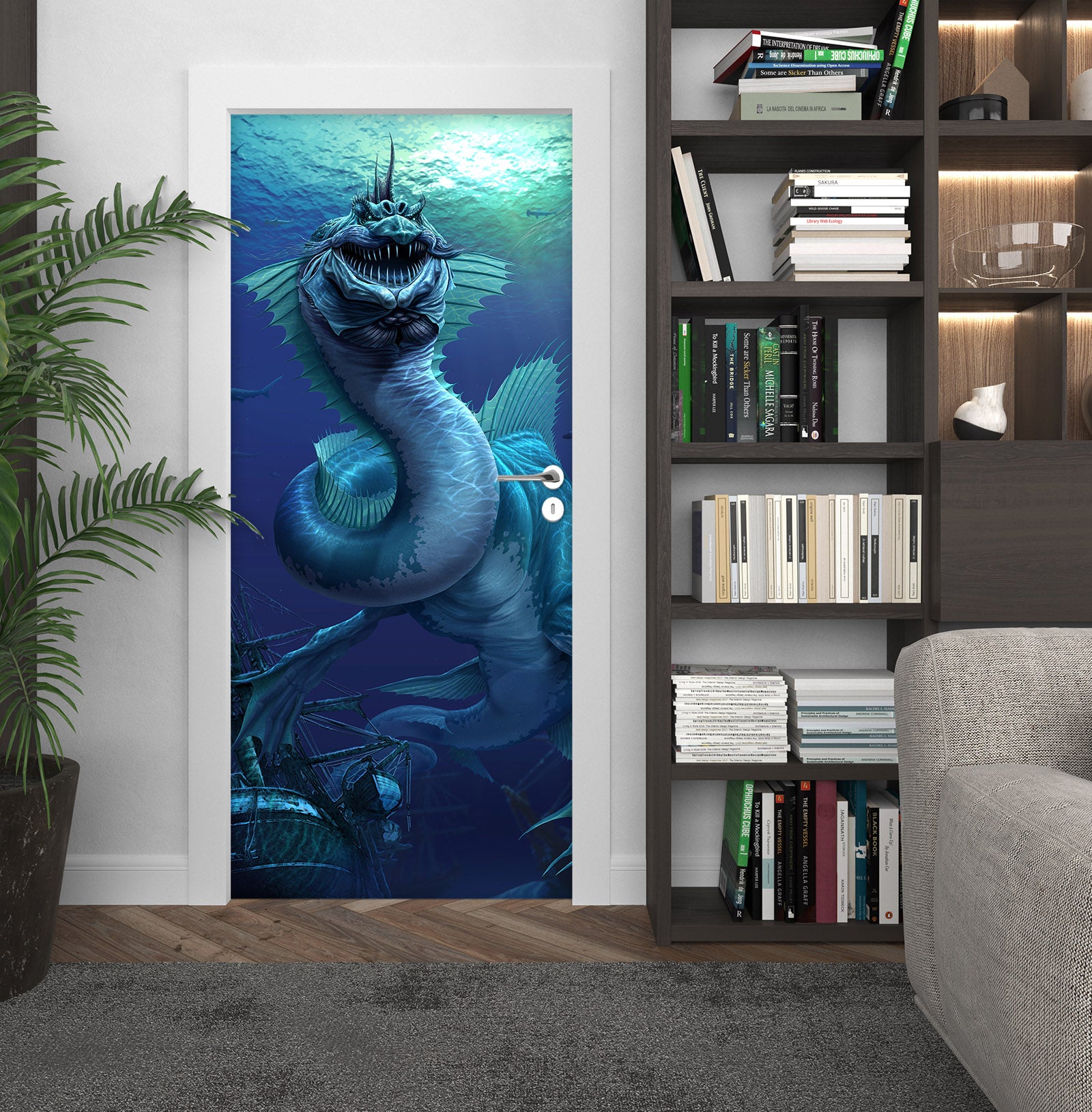 3D Undersea Dragon 631 Tom Wood Door Mural