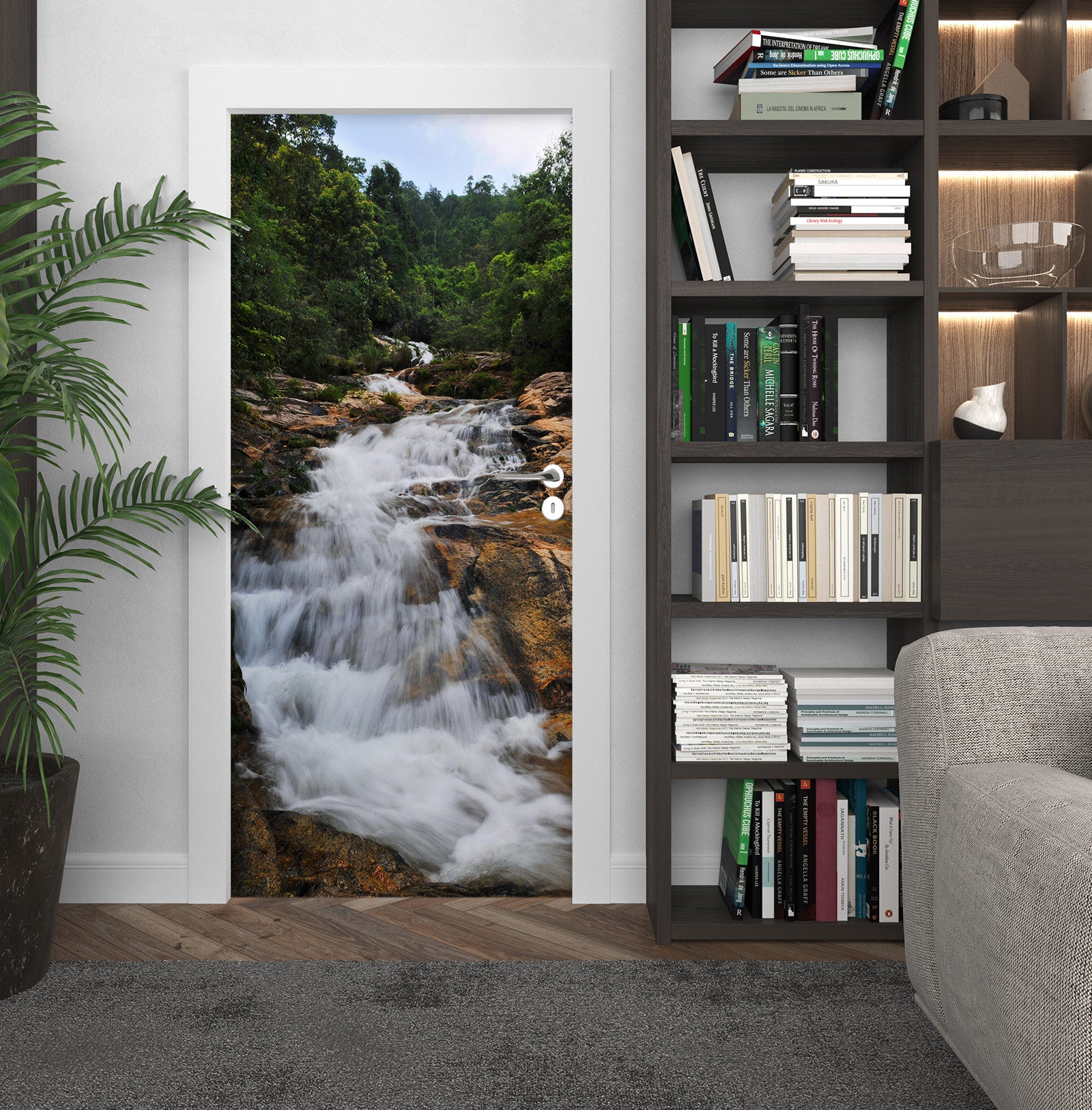 3D Forest Rapids 243 Door Mural