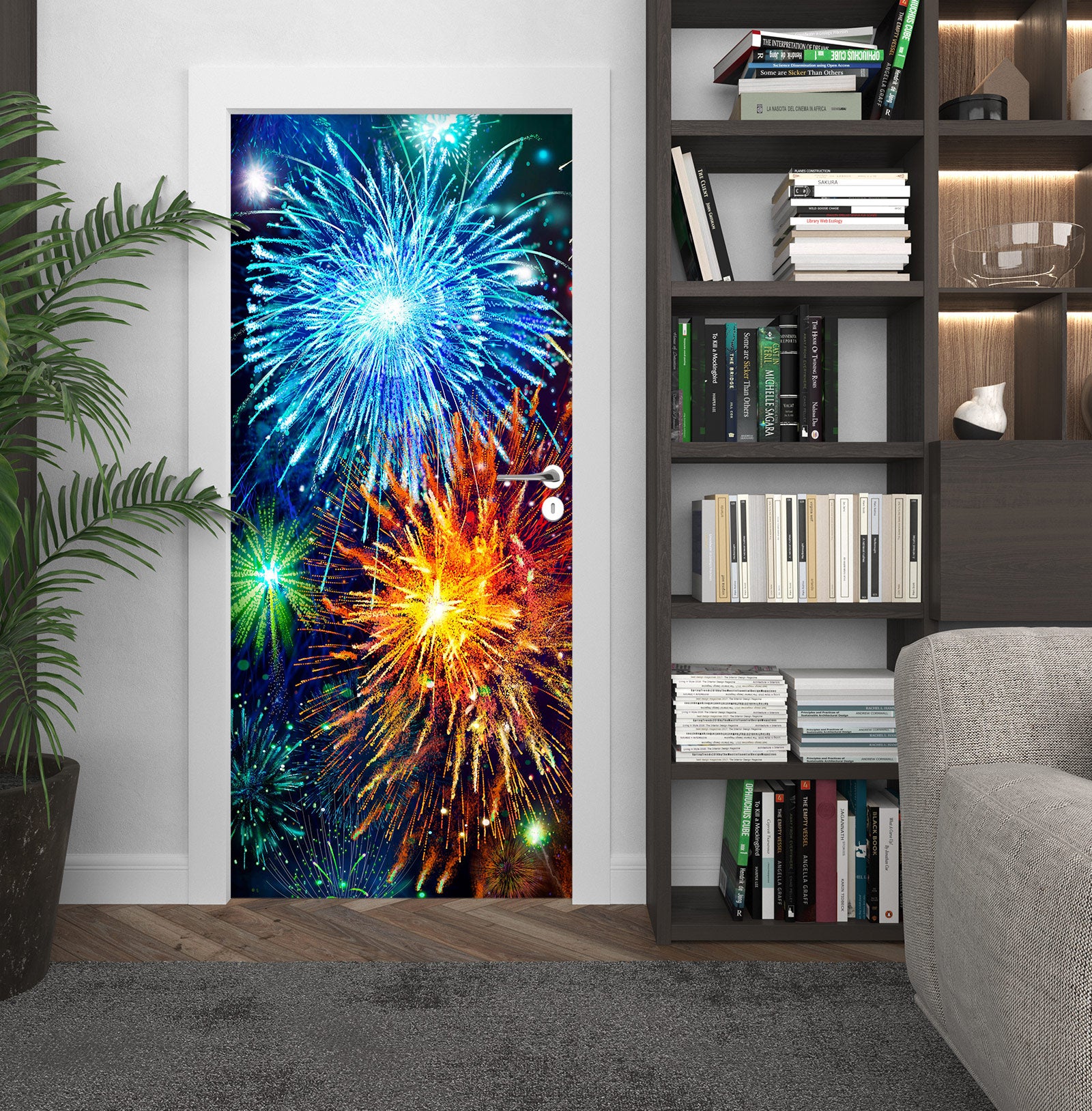 3D Fireworks 23161 Door Mural