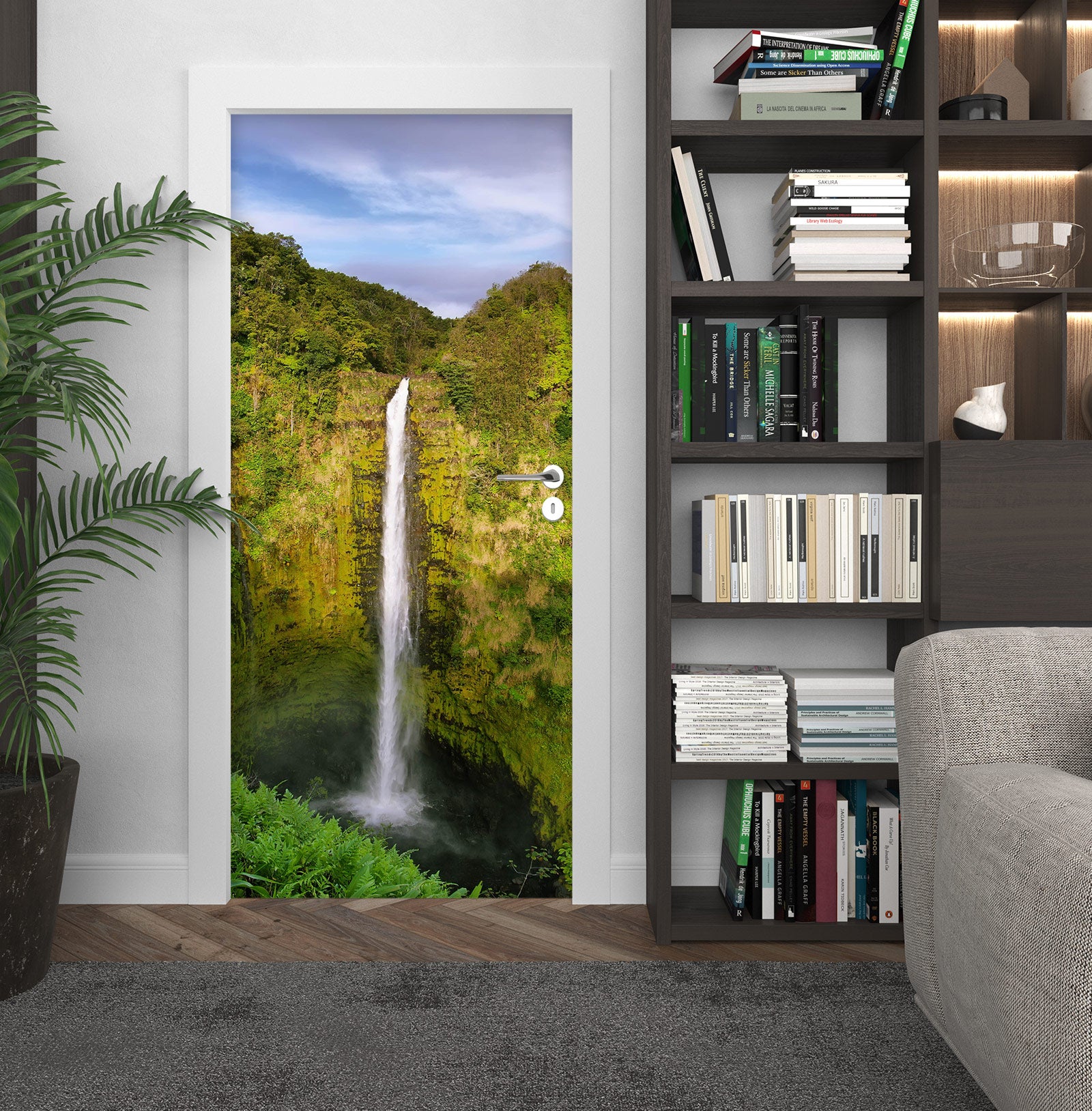 3D Mountain Waterfall 23038 Door Mural