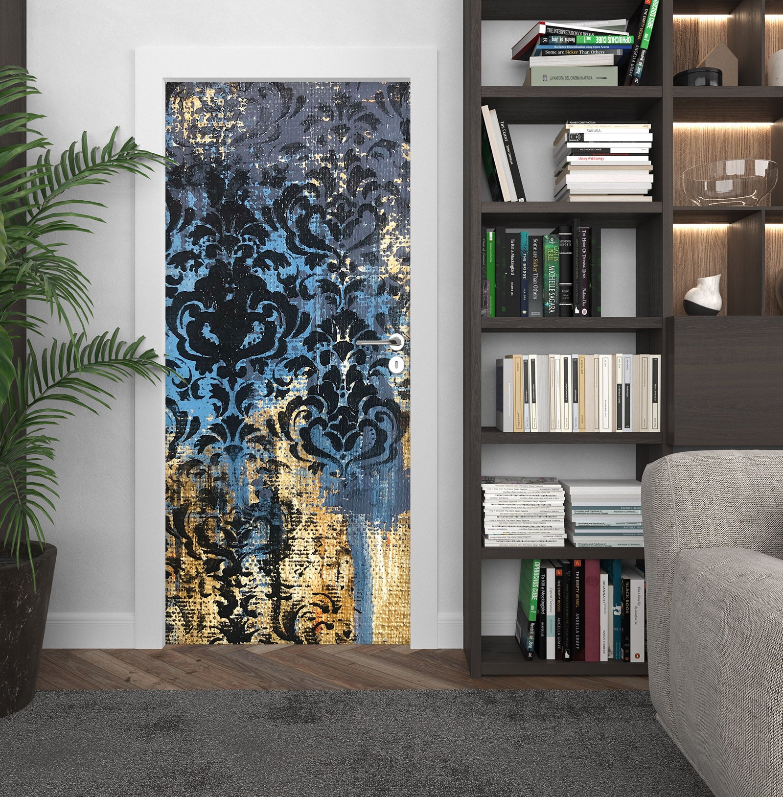 3D Blue Pattern Paint 849 Skromova Marina Door Mural