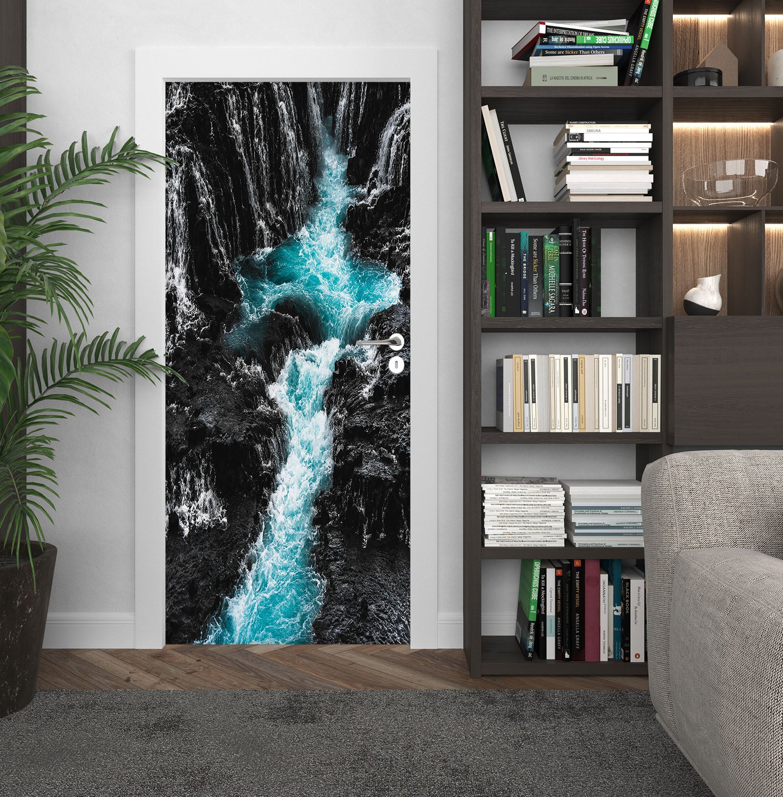 3D Mountain Running Water 21155 Door Mural