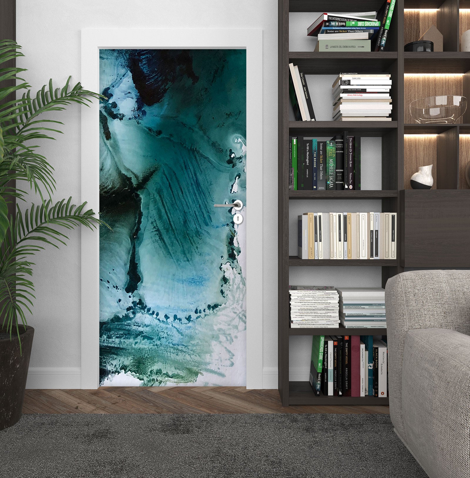 3D Dark Green 3165 Skromova Marina Door Mural