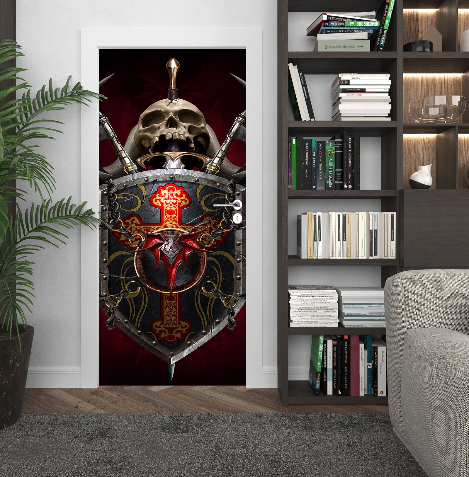 3D Skeleton Shield 640 Tom Wood Door Mural