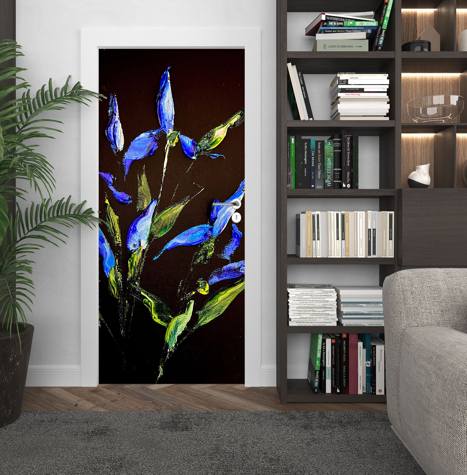 3D Blue Flower 3068 Skromova Marina Door Mural