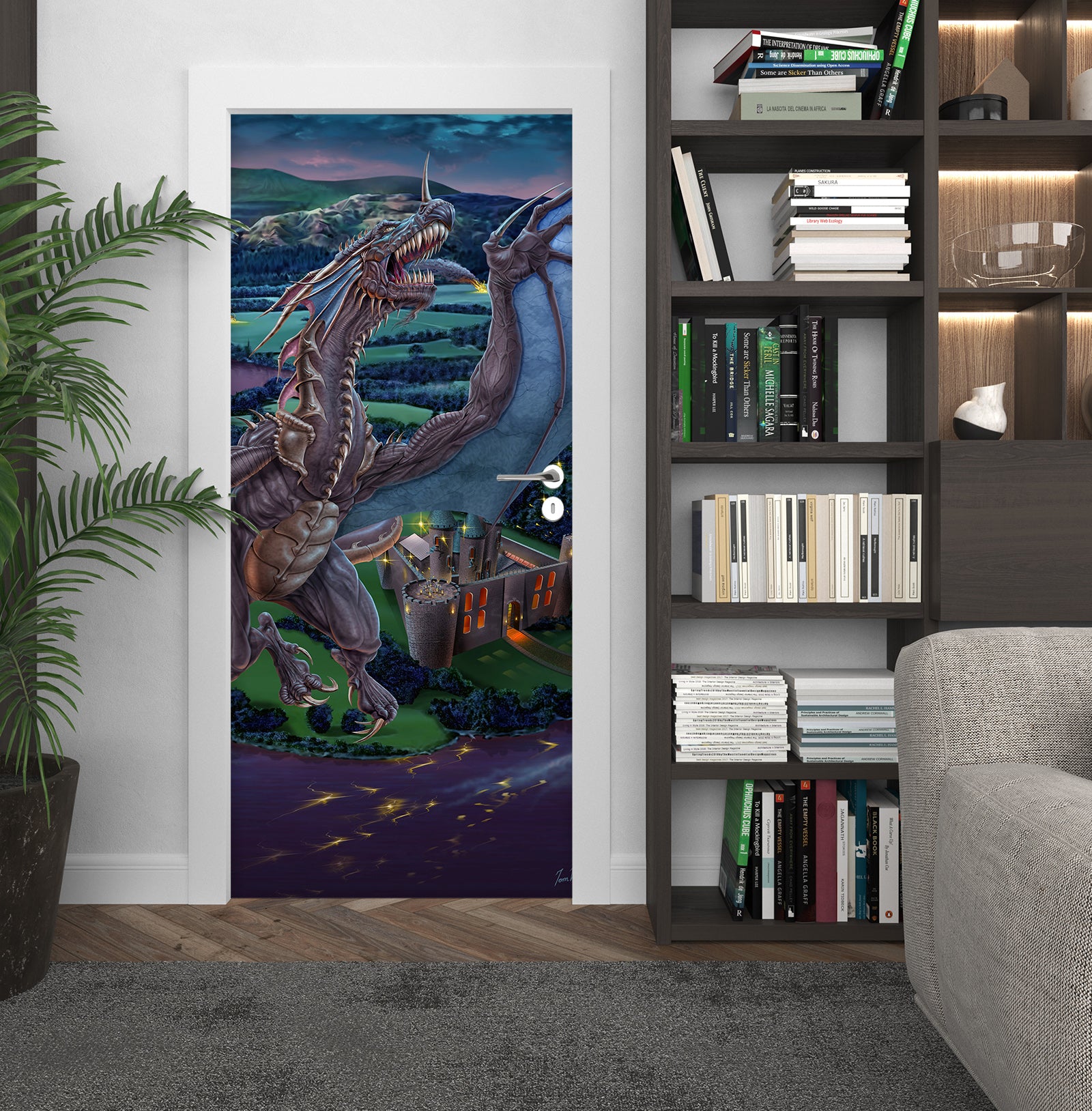 3D Dragon Wings 636 Tom Wood Door Mural