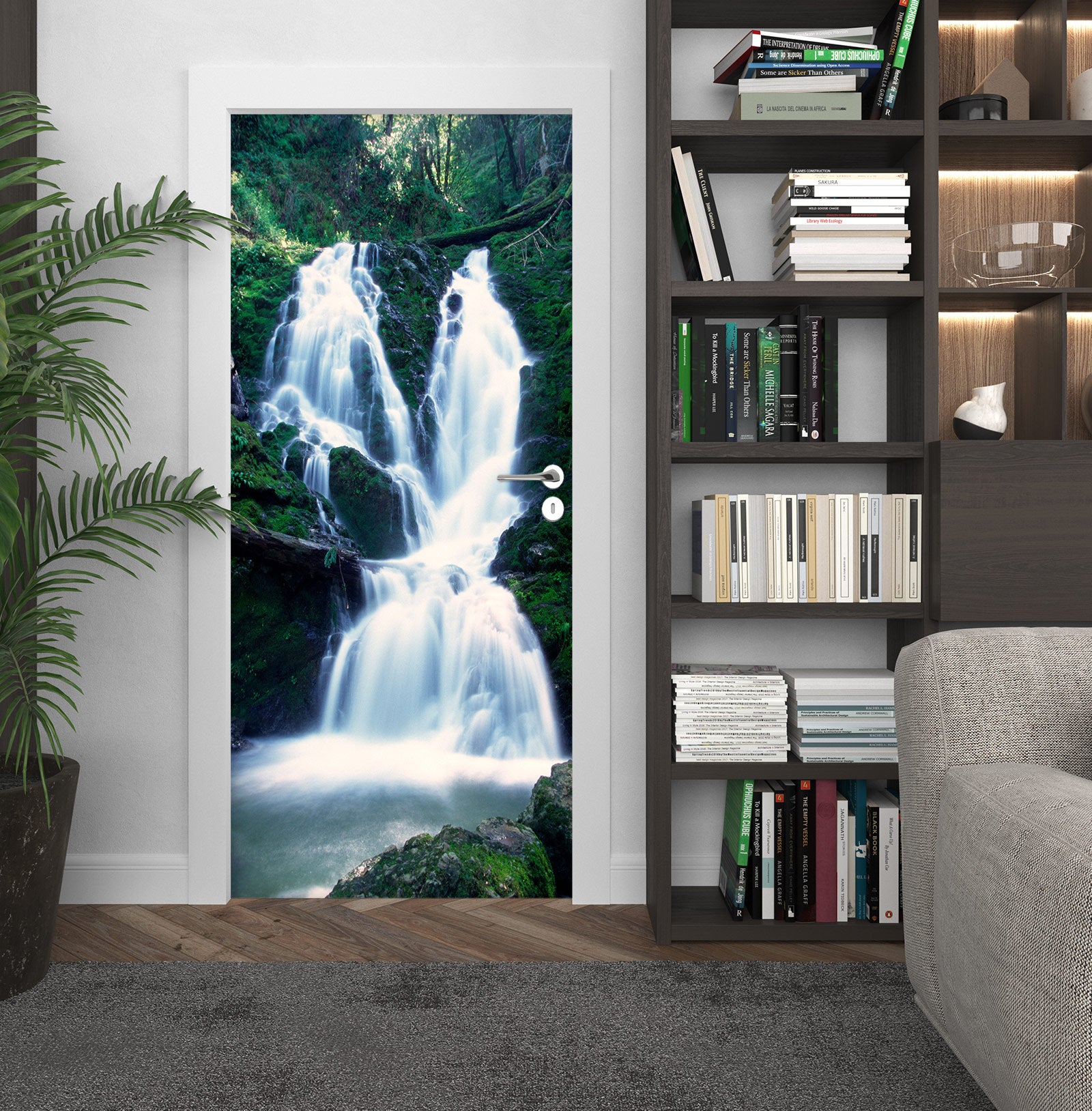 3D Mountain Waterfall 23052 Door Mural