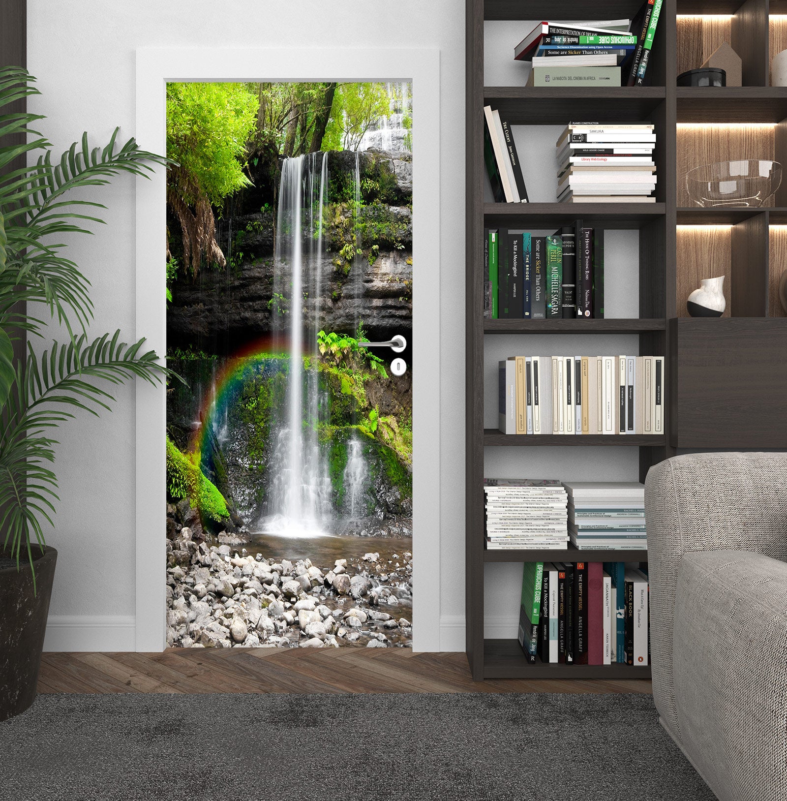 3D Waterfall Stone 23088 Door Mural