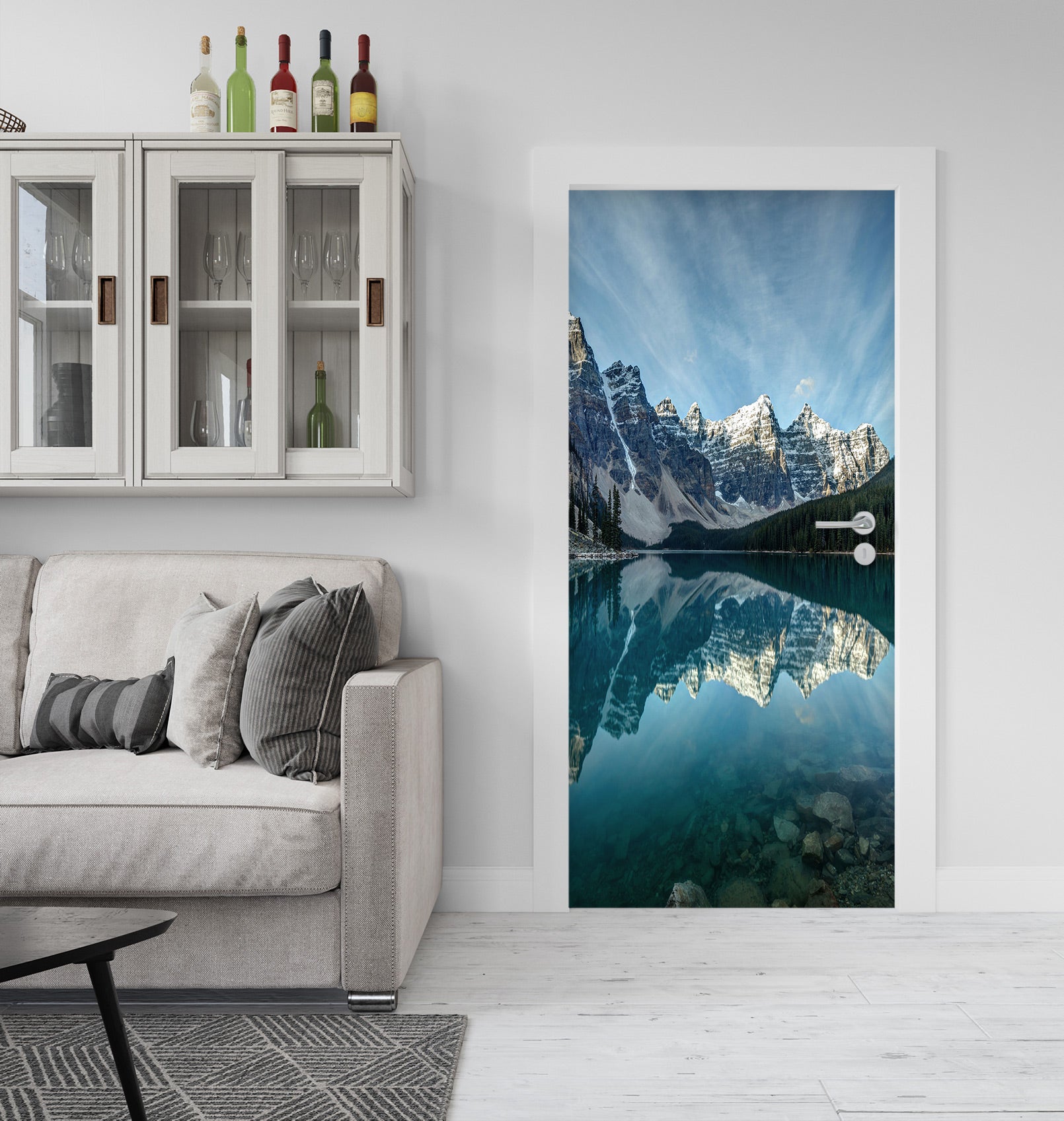 3D Snow Mountain Lake 23166 Door Mural