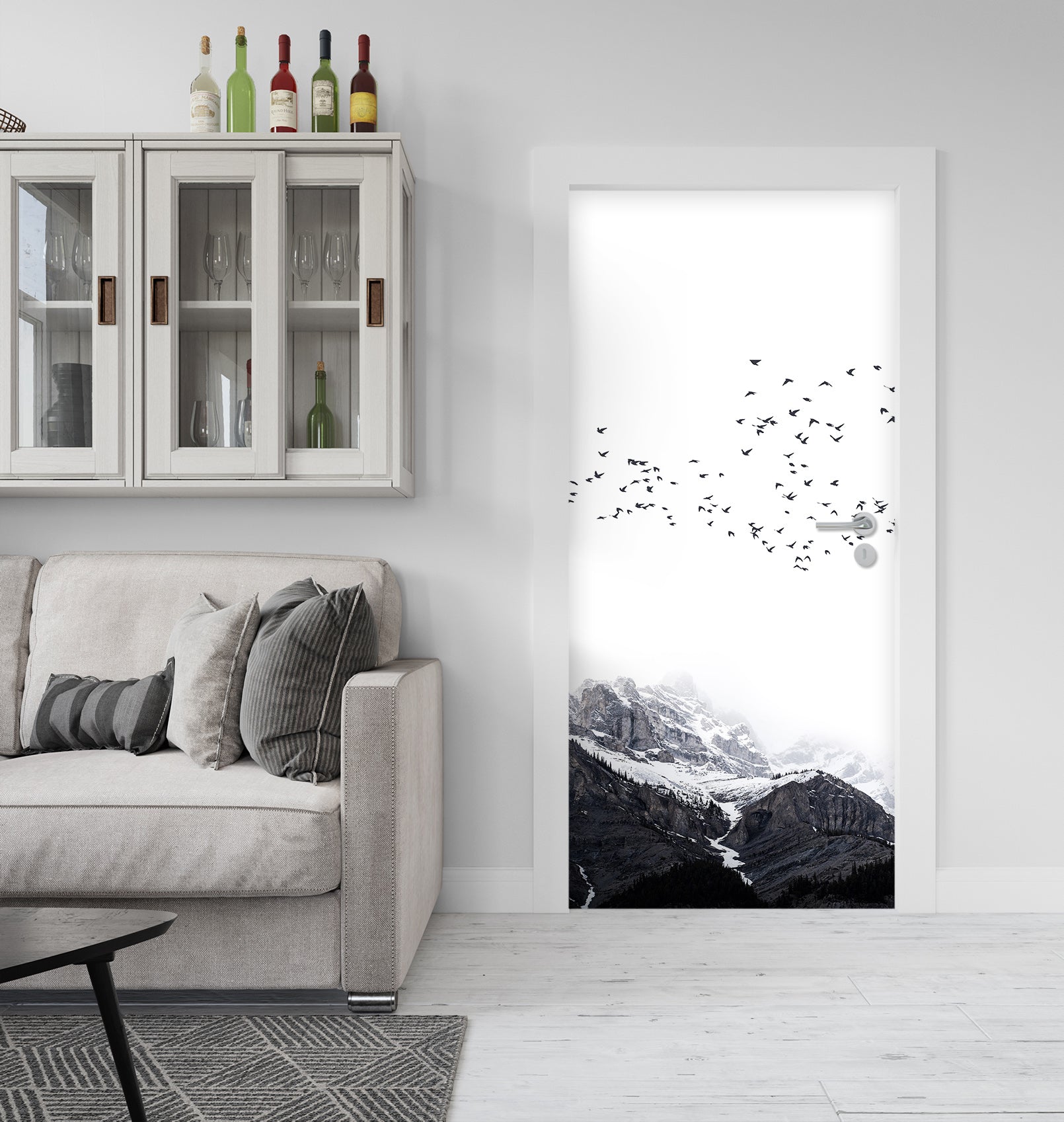 3D Black Ash Mountain Bird 10151 Boris Draschoff Door Mural