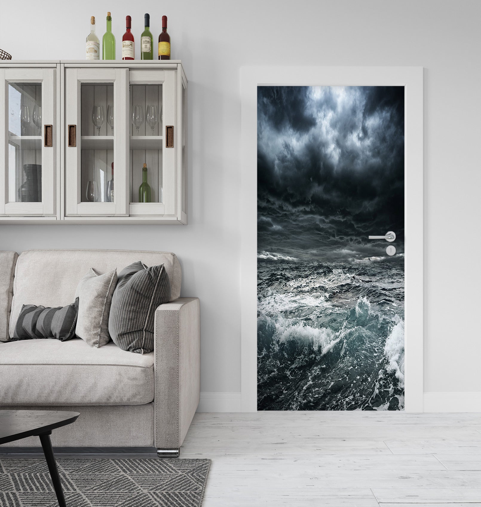 3D Black Cloud Sea 166 Door Mural