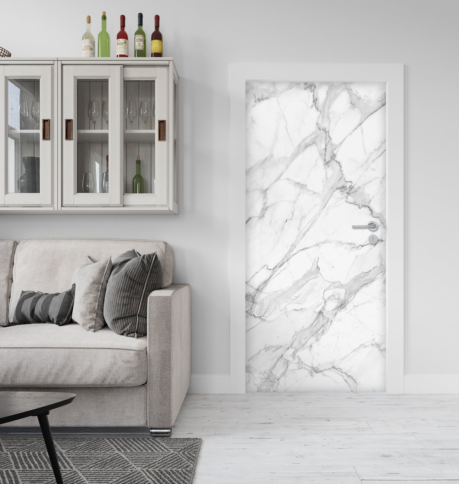 3D White Marble 21182 Door Mural