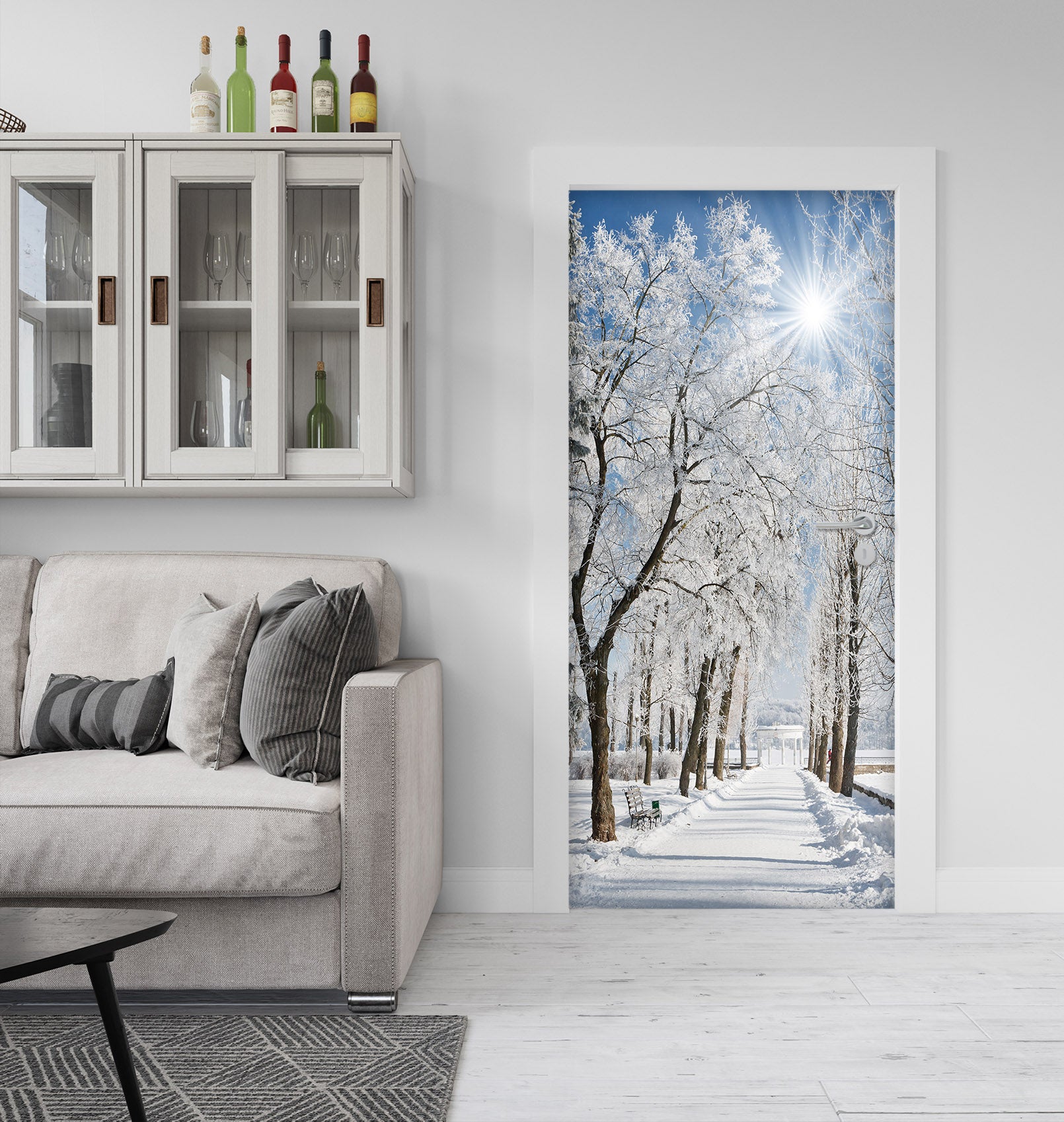 3D Snowfield Tree 22038 Door Mural