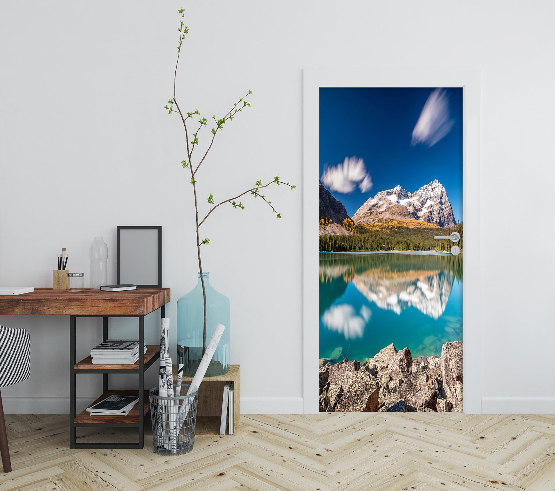 3D Mountain Reflection 23178 Door Mural