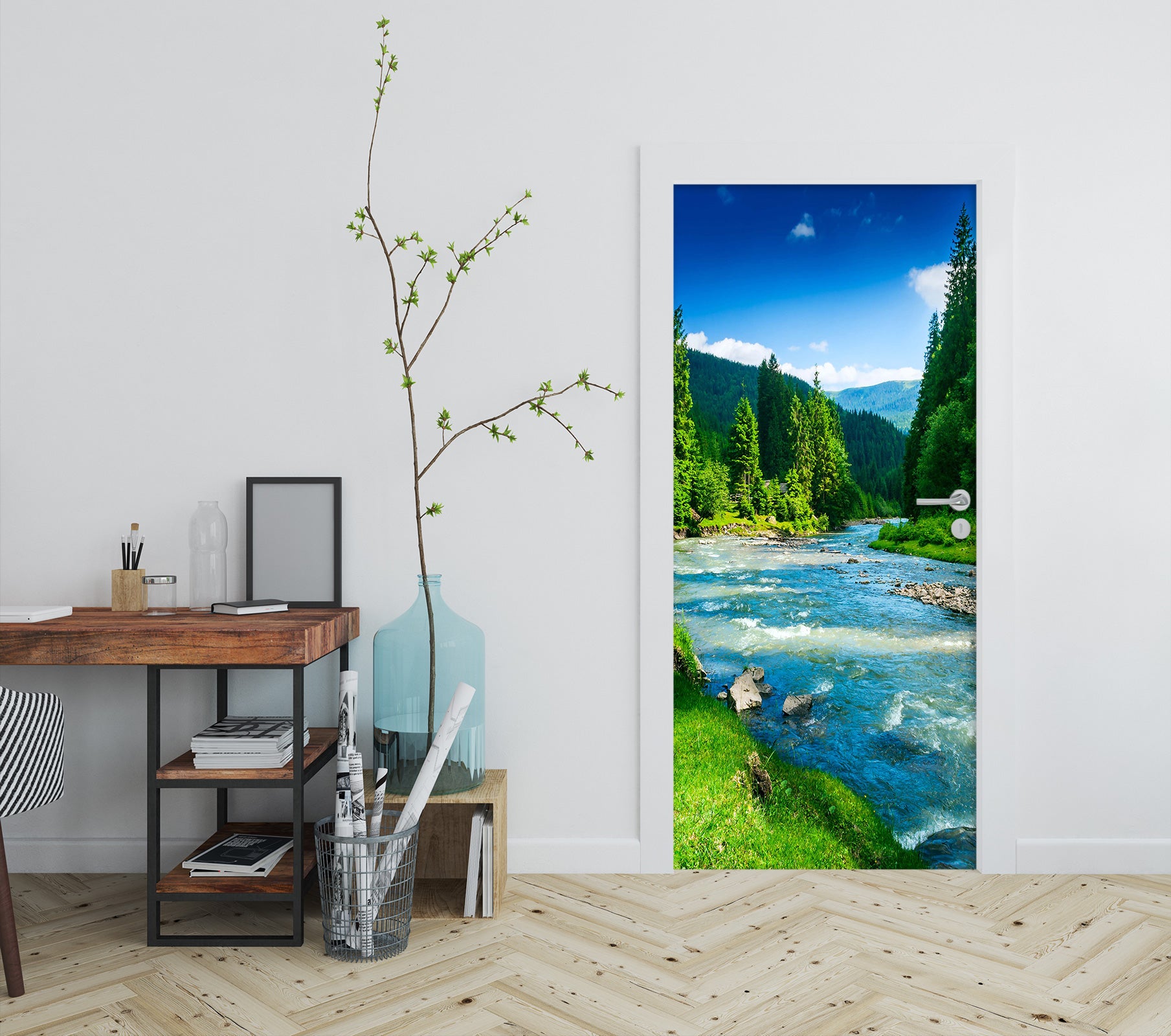 3D Green Mountains Green Waters 24057 Door Mural