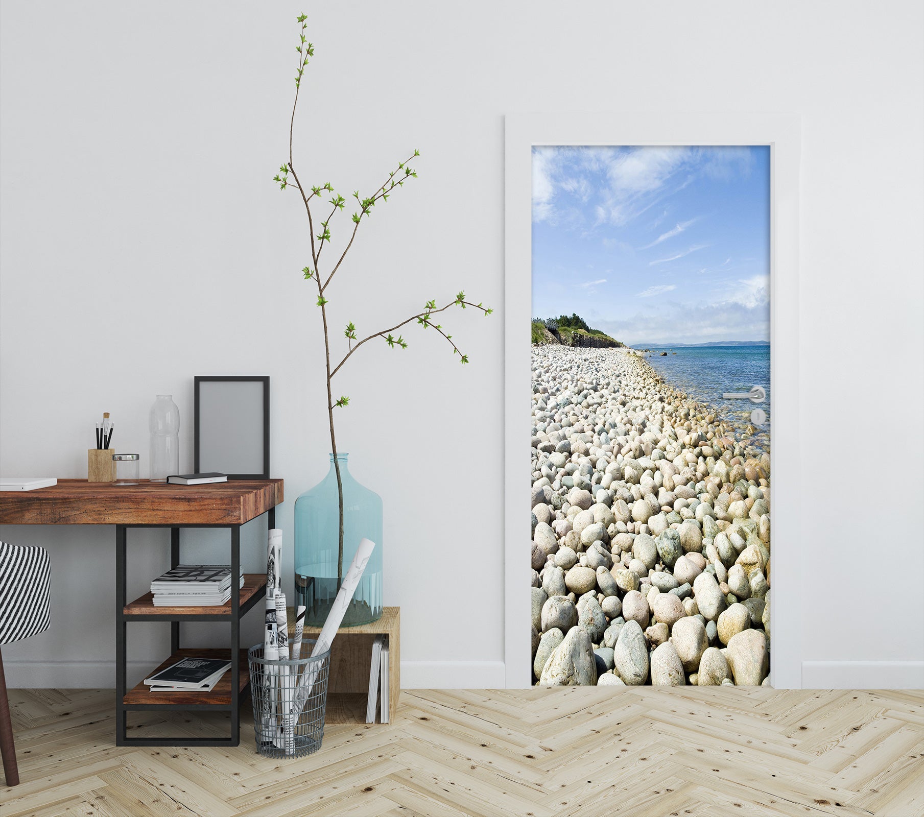 3D Seaside Stones 221 Door Mural