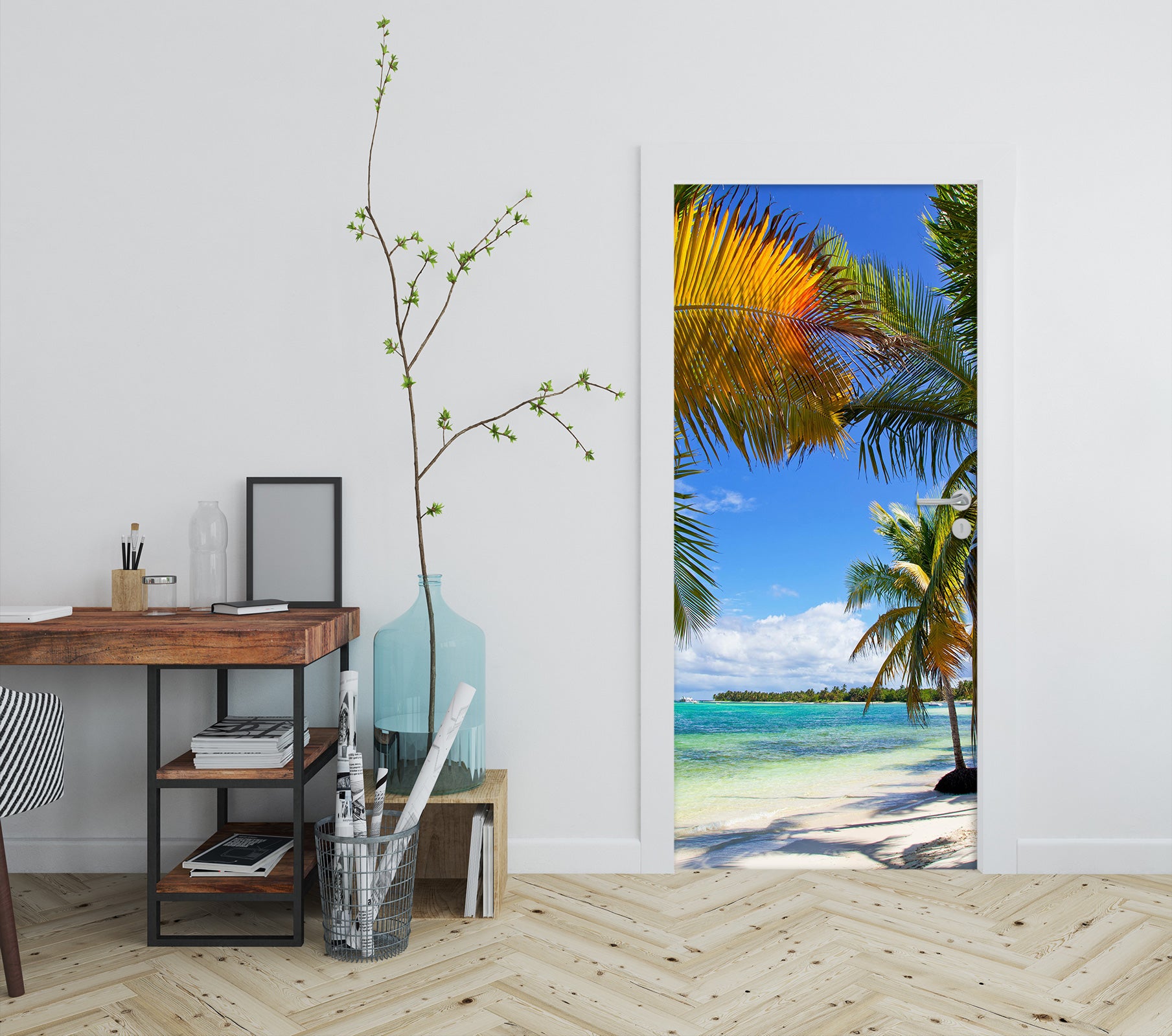 3D Seaside Coconut Tree 24011 Door Mural