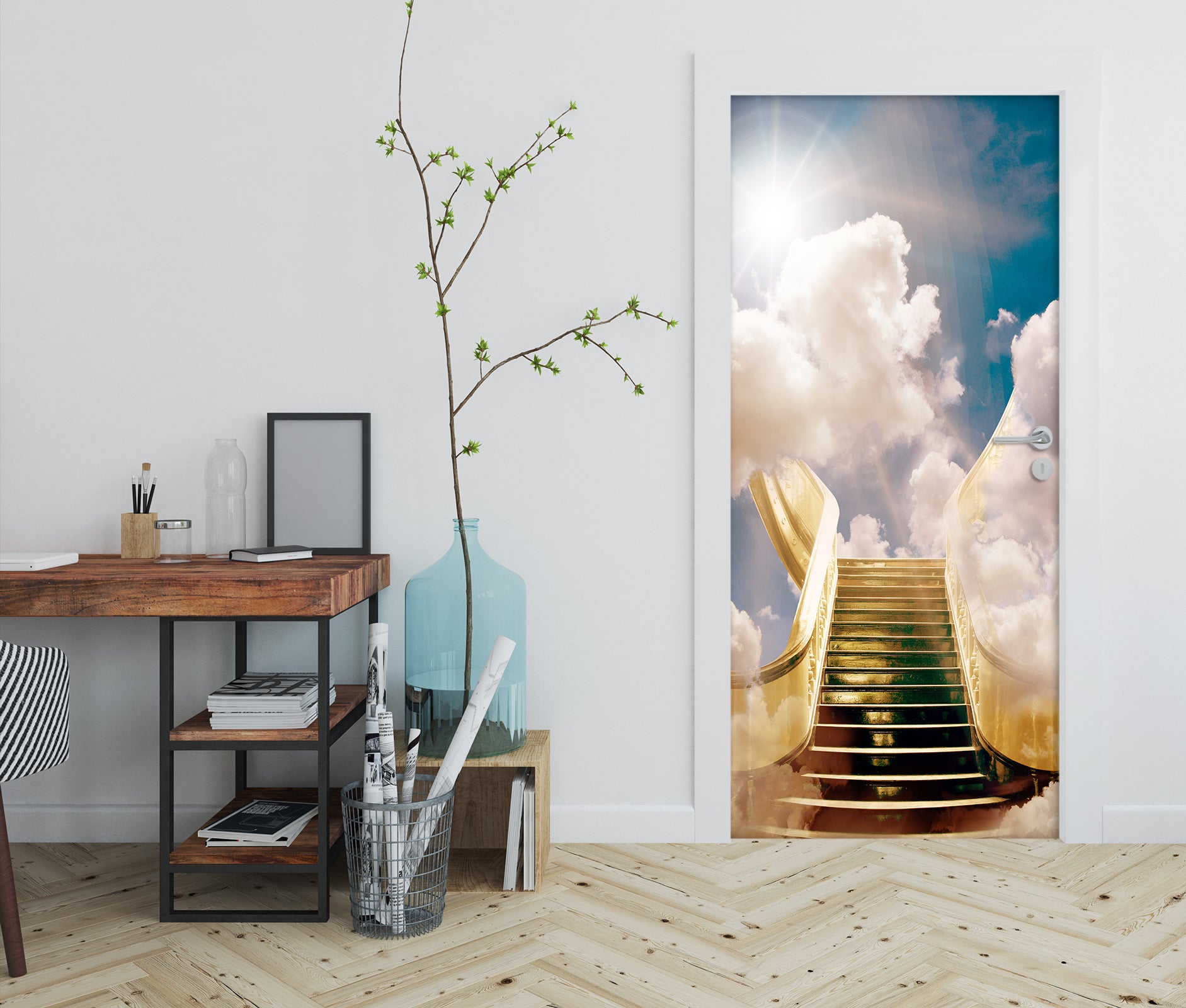 3D Sky Stairs 22058 Door Mural