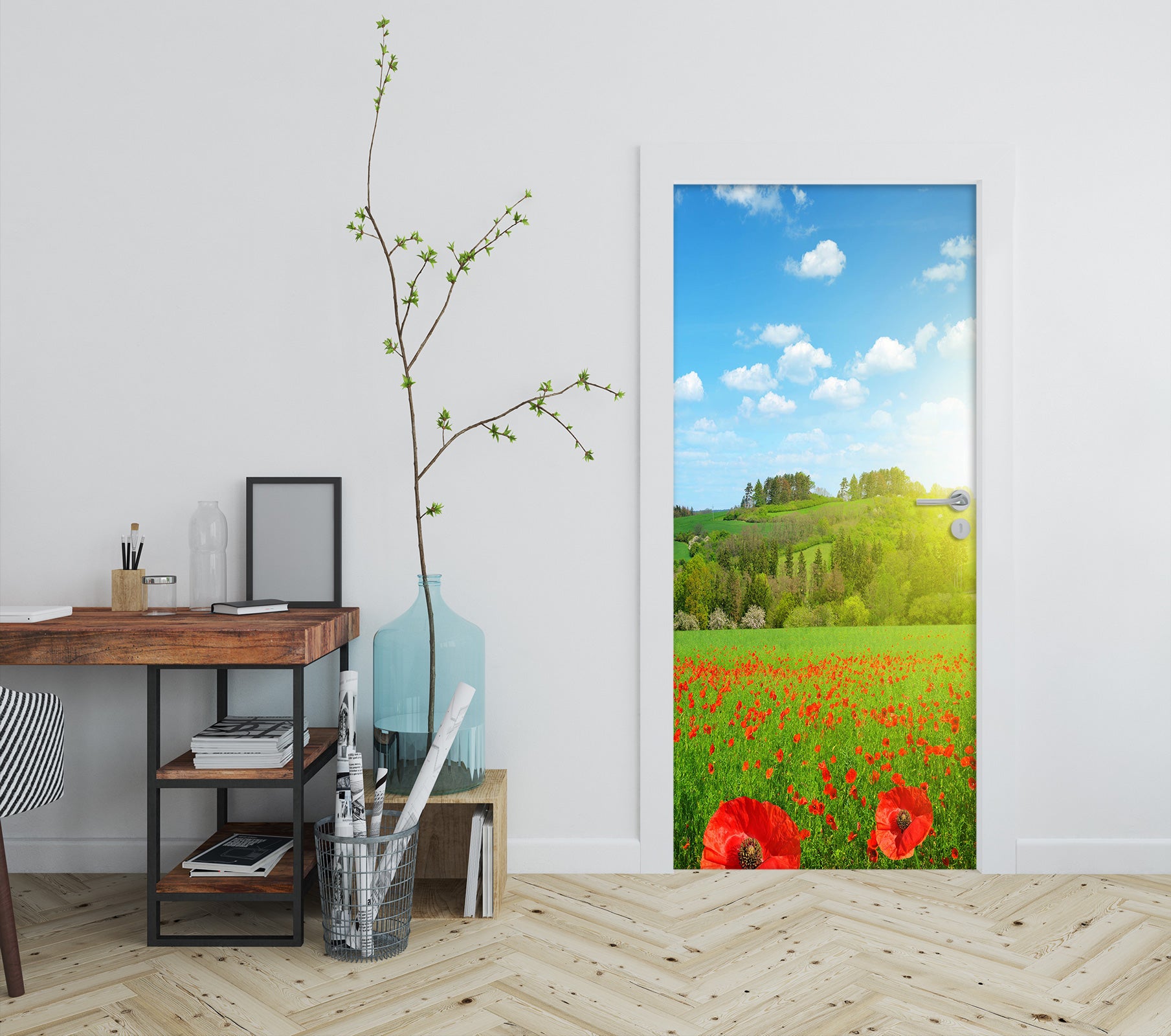 3D Flowers And Grass 23080 Door Mural