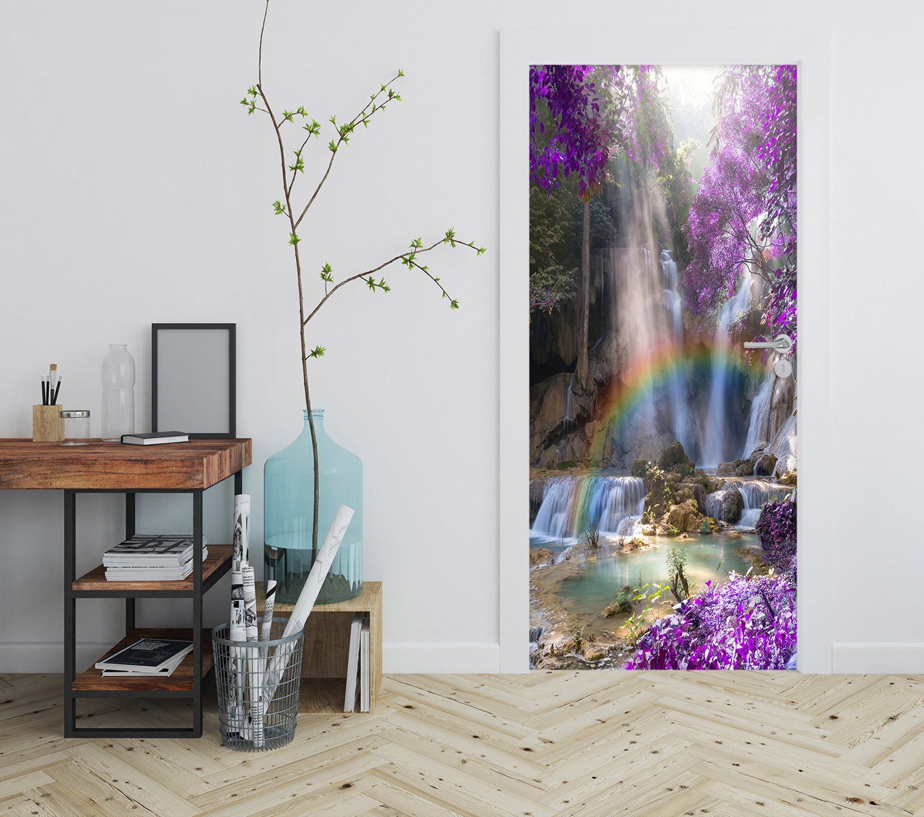 3D Rainbow Waterfall 24093 Door Mural