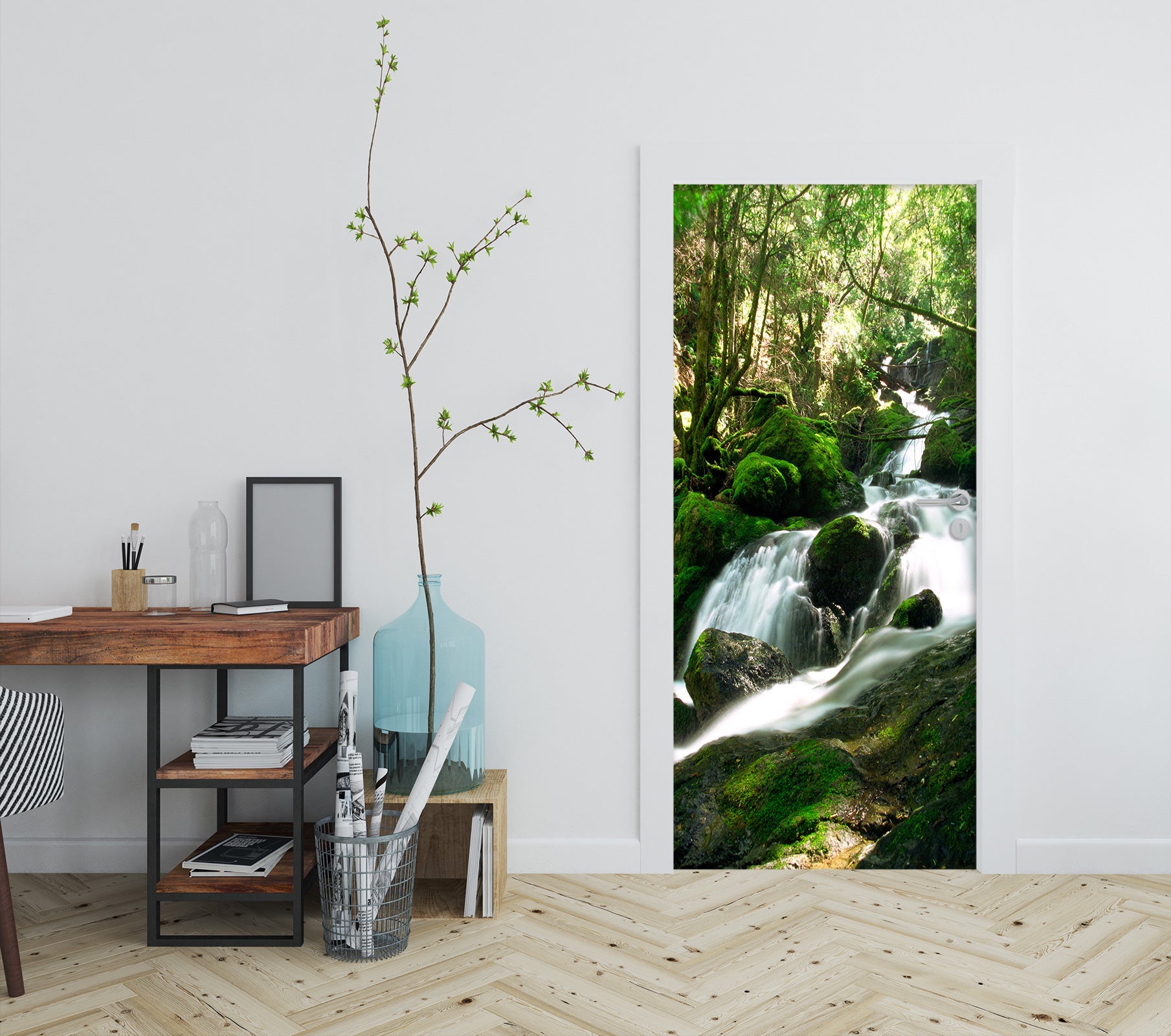 3D Mountain Running Water 23055 Door Mural