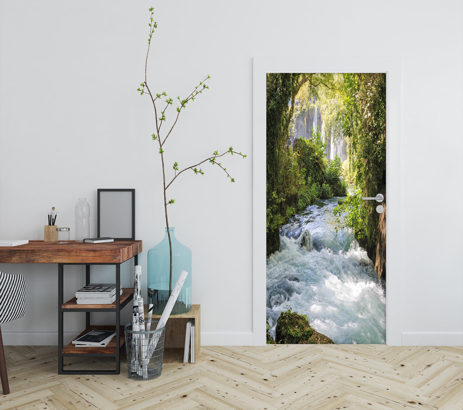 3D Forest Rapids 101 Door Mural