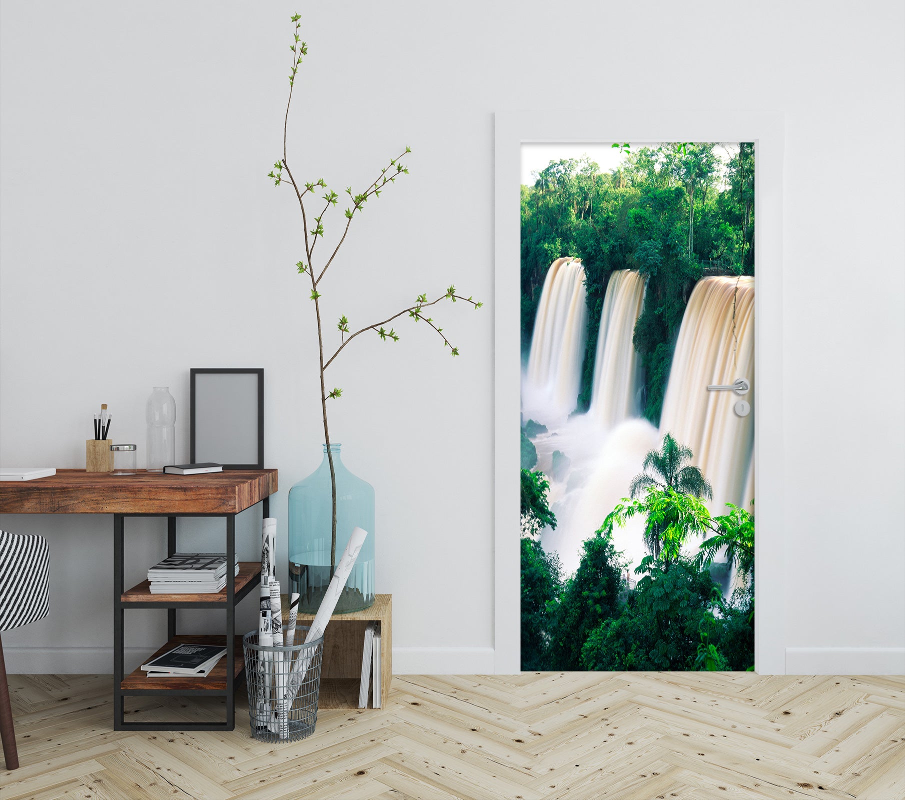 3D Waterfall Nature 045 Door Mural