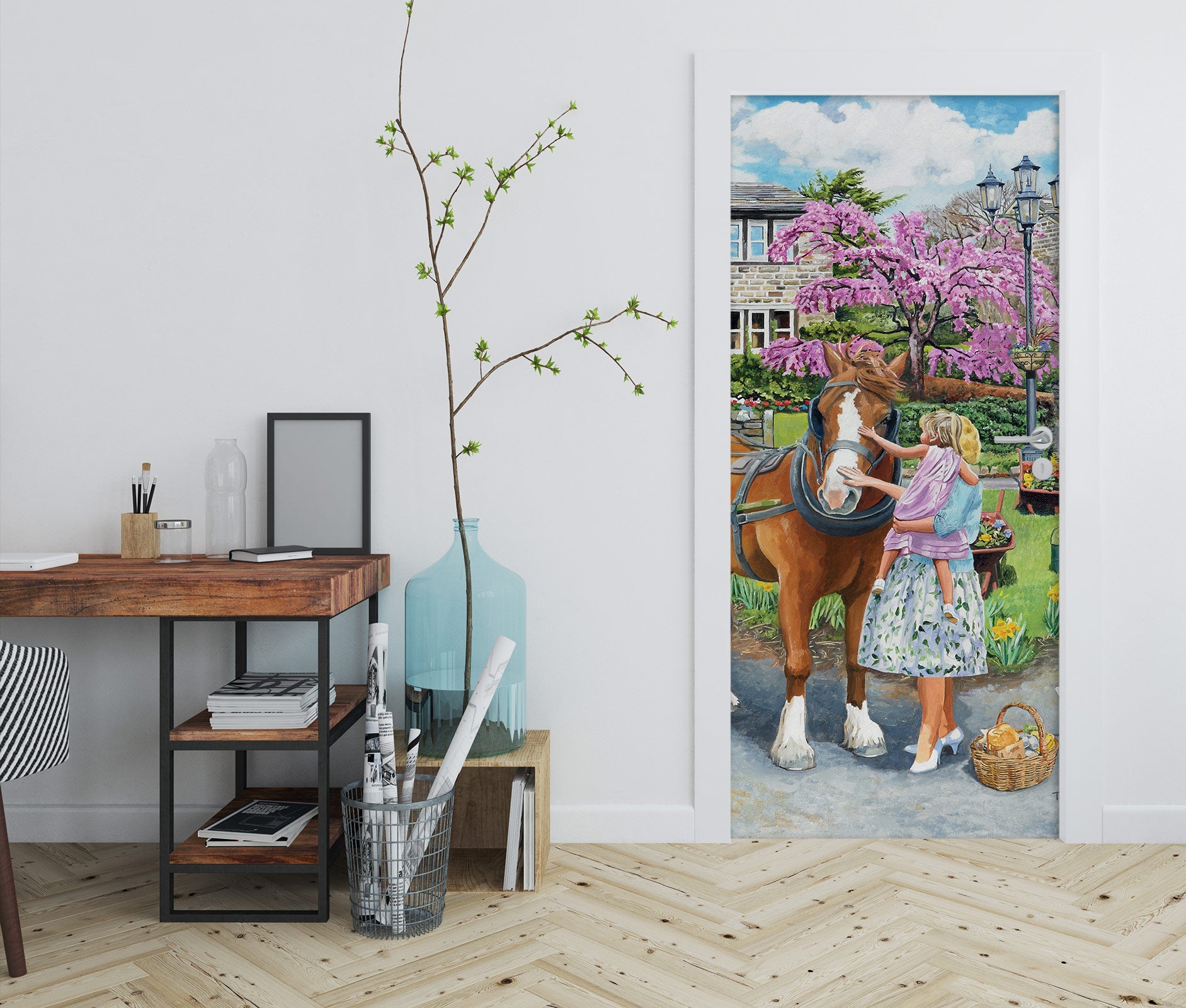 3D Trees Horse Baby 103114 Trevor Mitchell Door Mural