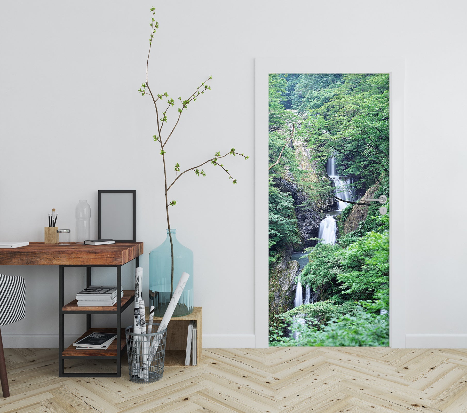 3D Mountain Running Water 23032 Door Mural