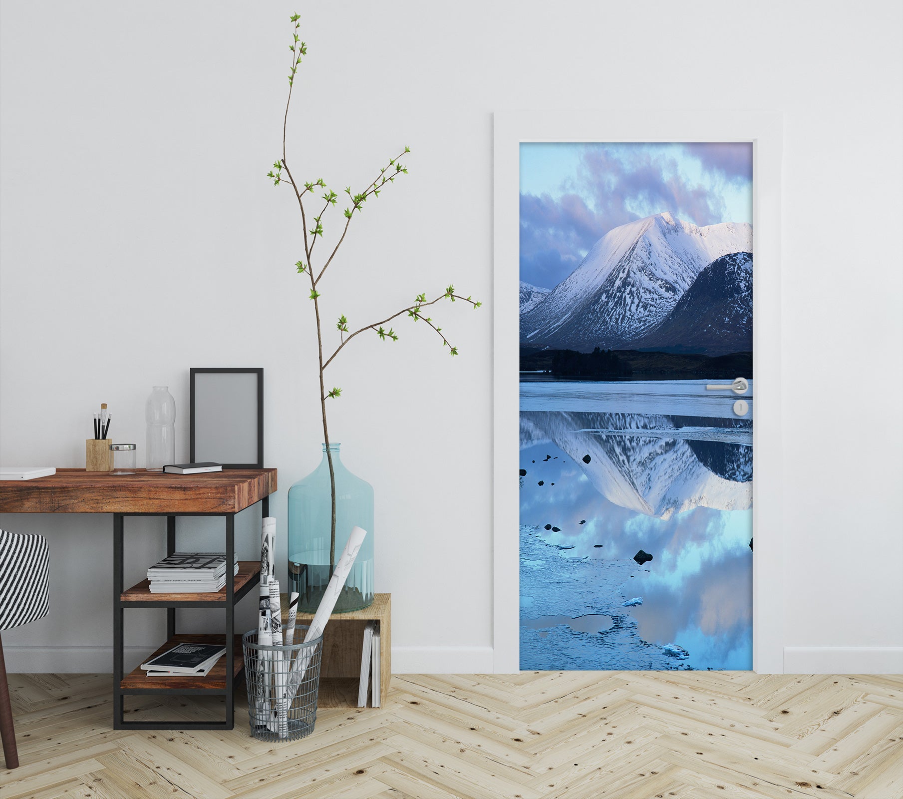 3D Snow Mountain Reflection 24078 Door Mural