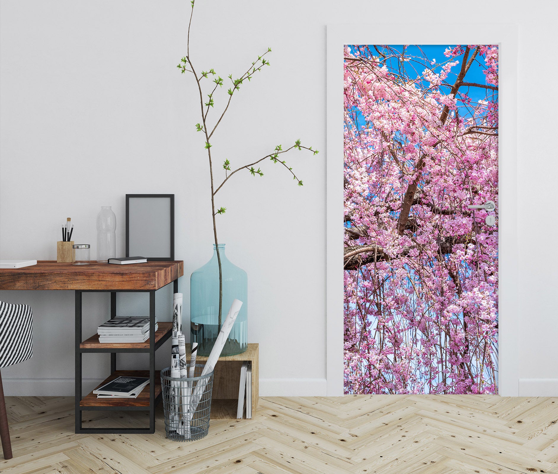 3D Pink Cherry Blossom Branch 11454 Marco Carmassi Door Mural