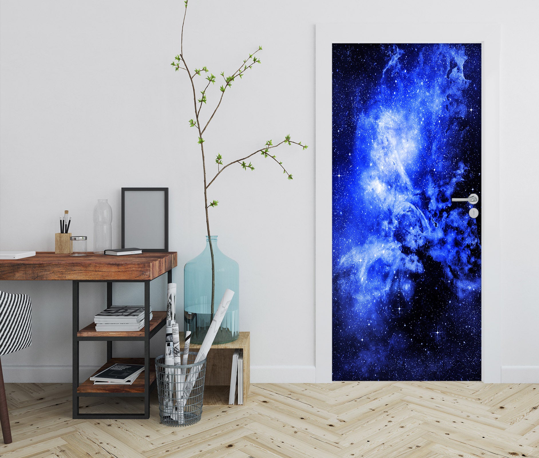 3D Blue Starry Sky 25095 Door Mural