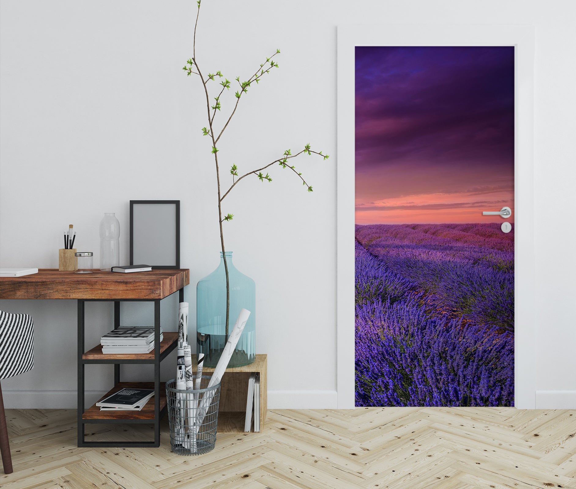 3D Purple Lavender Field 114137 Marco Carmassi Door Mural