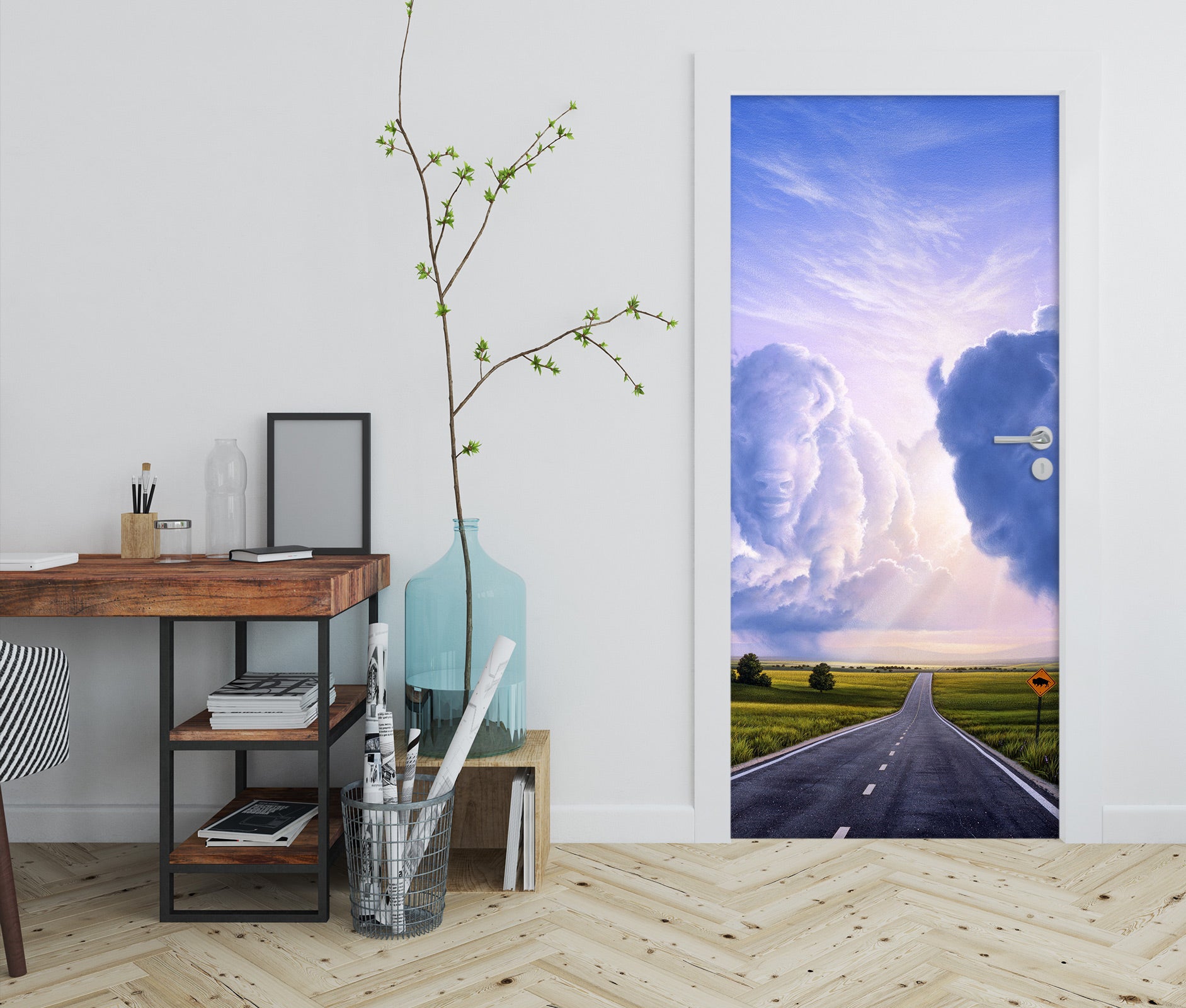 3D Highway Clouds 112119 Jerry LoFaro Door Mural