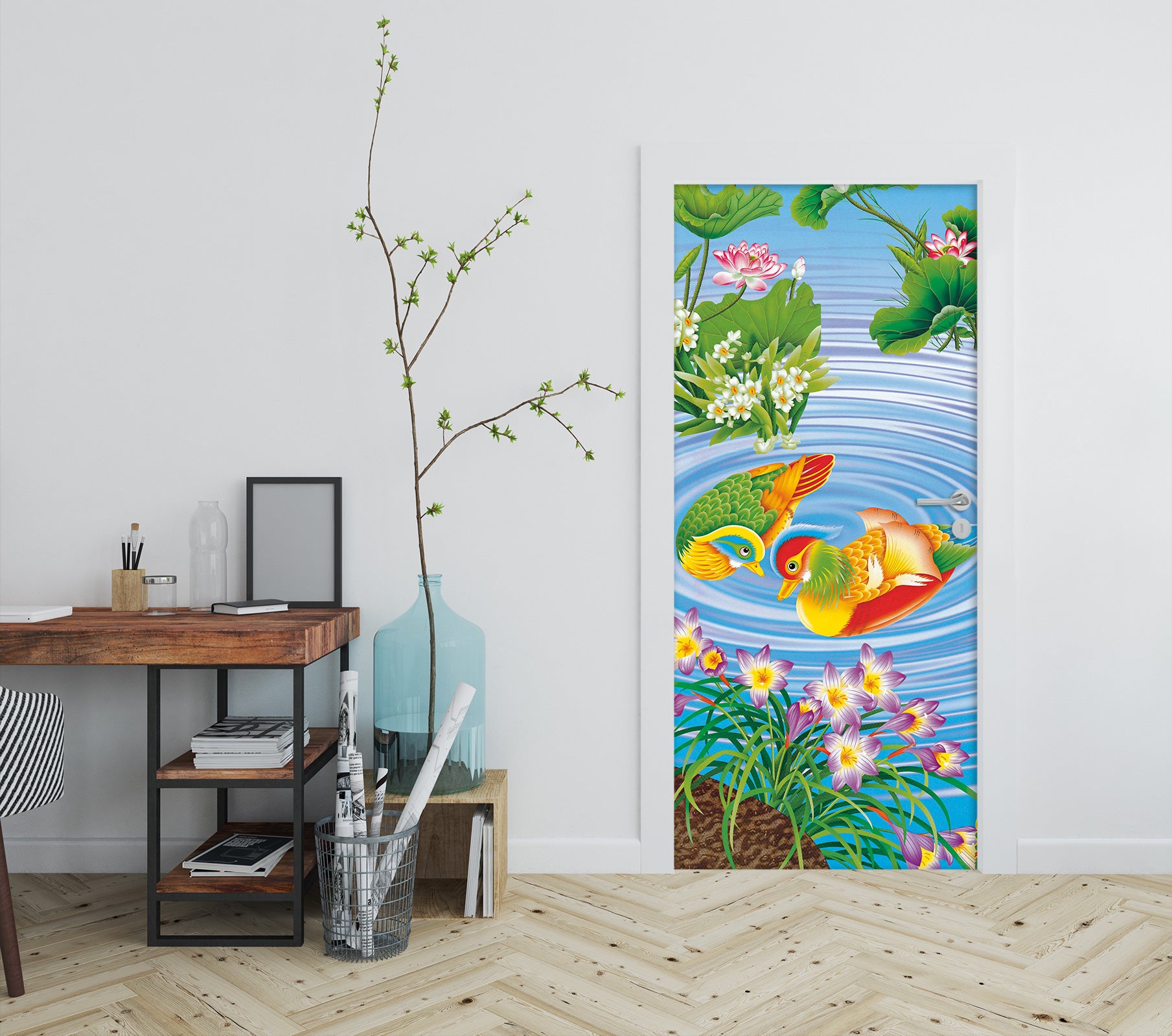 3D Mandarin Duck 24070 Door Mural