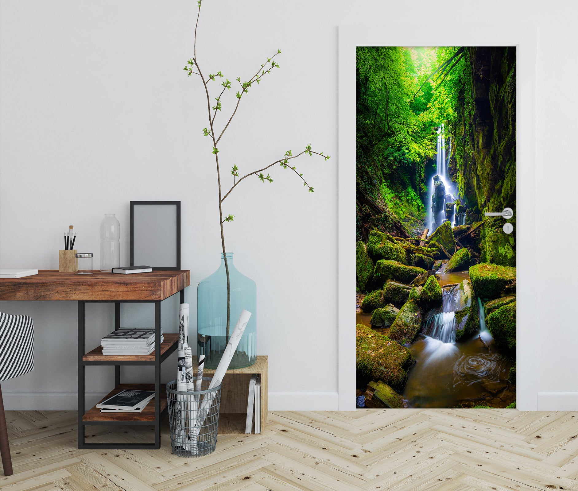 3D Mountain Running Water 25129 Door Mural