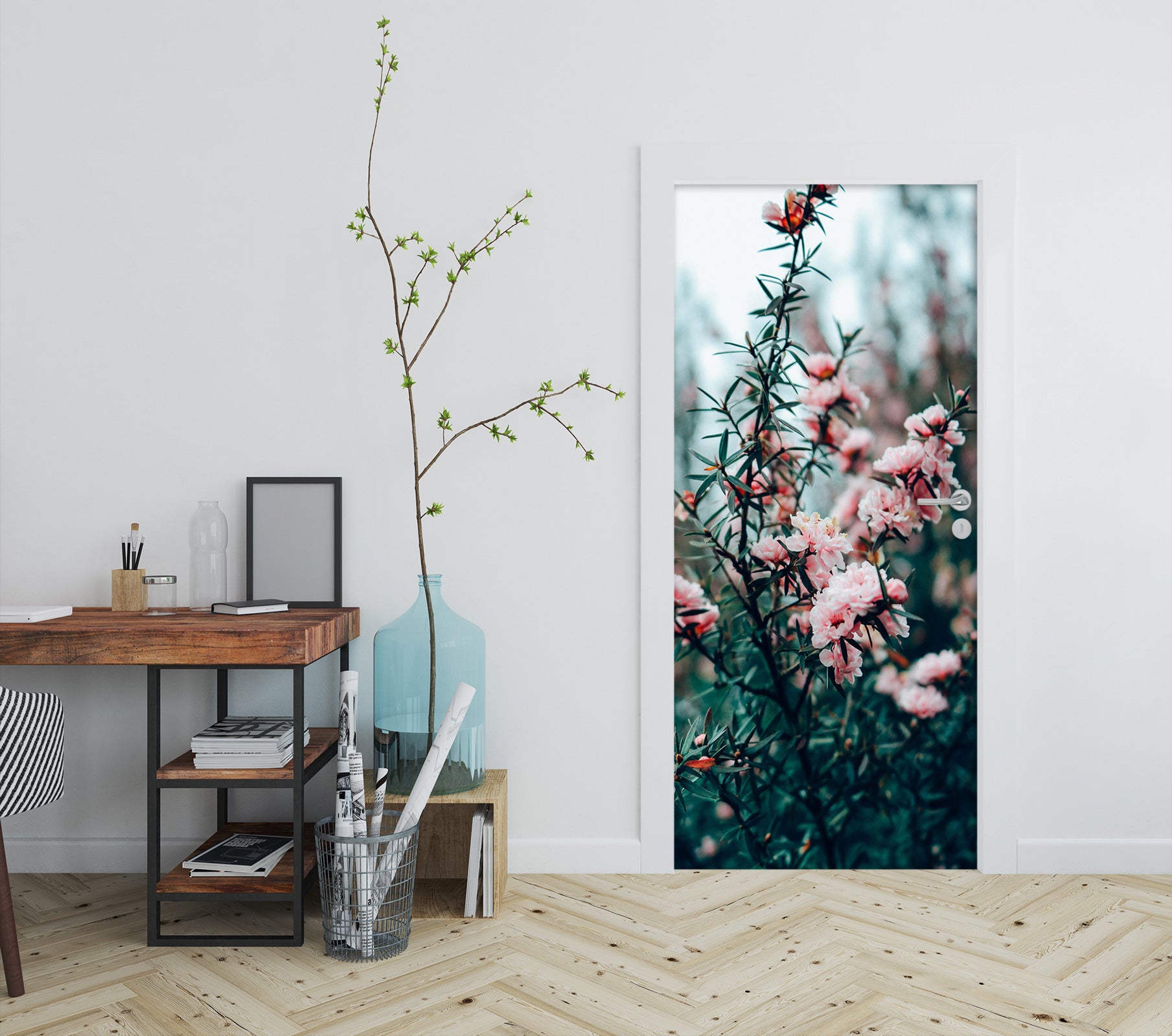 3D Pink Flower 090 Door Mural