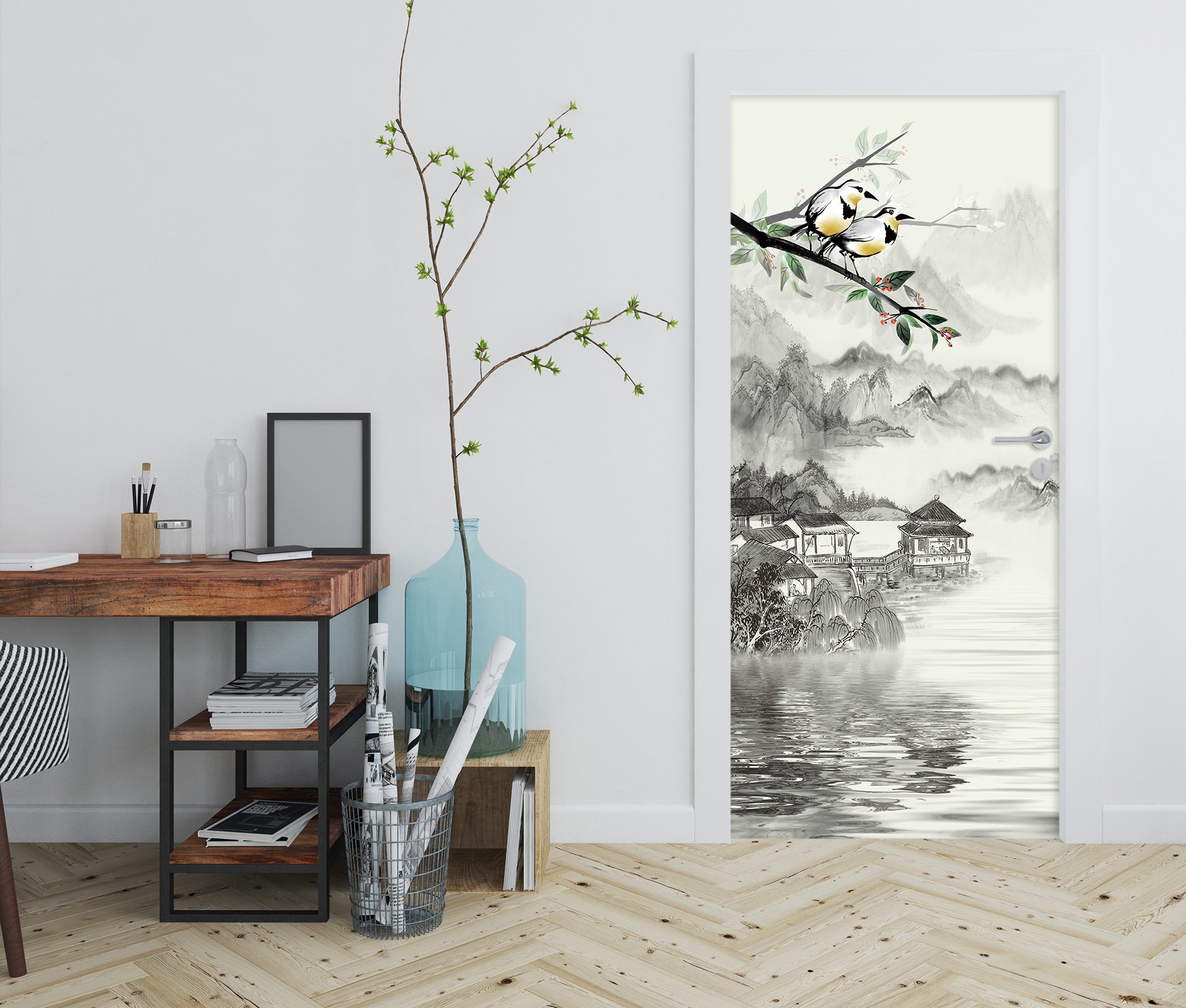 3D Ink Landscape 21188 Door Mural