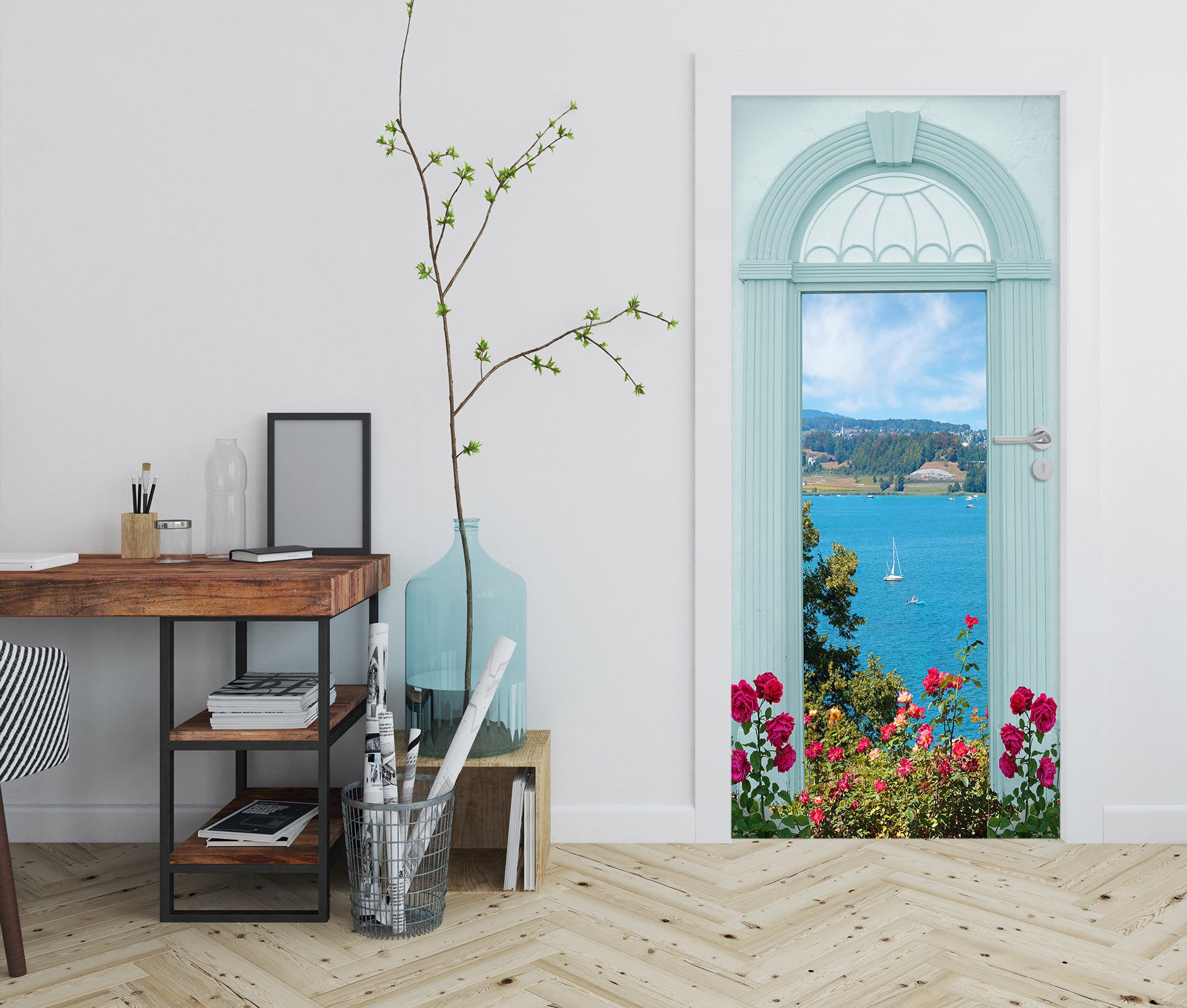 3D Sea Flower Bush 22151 Door Mural