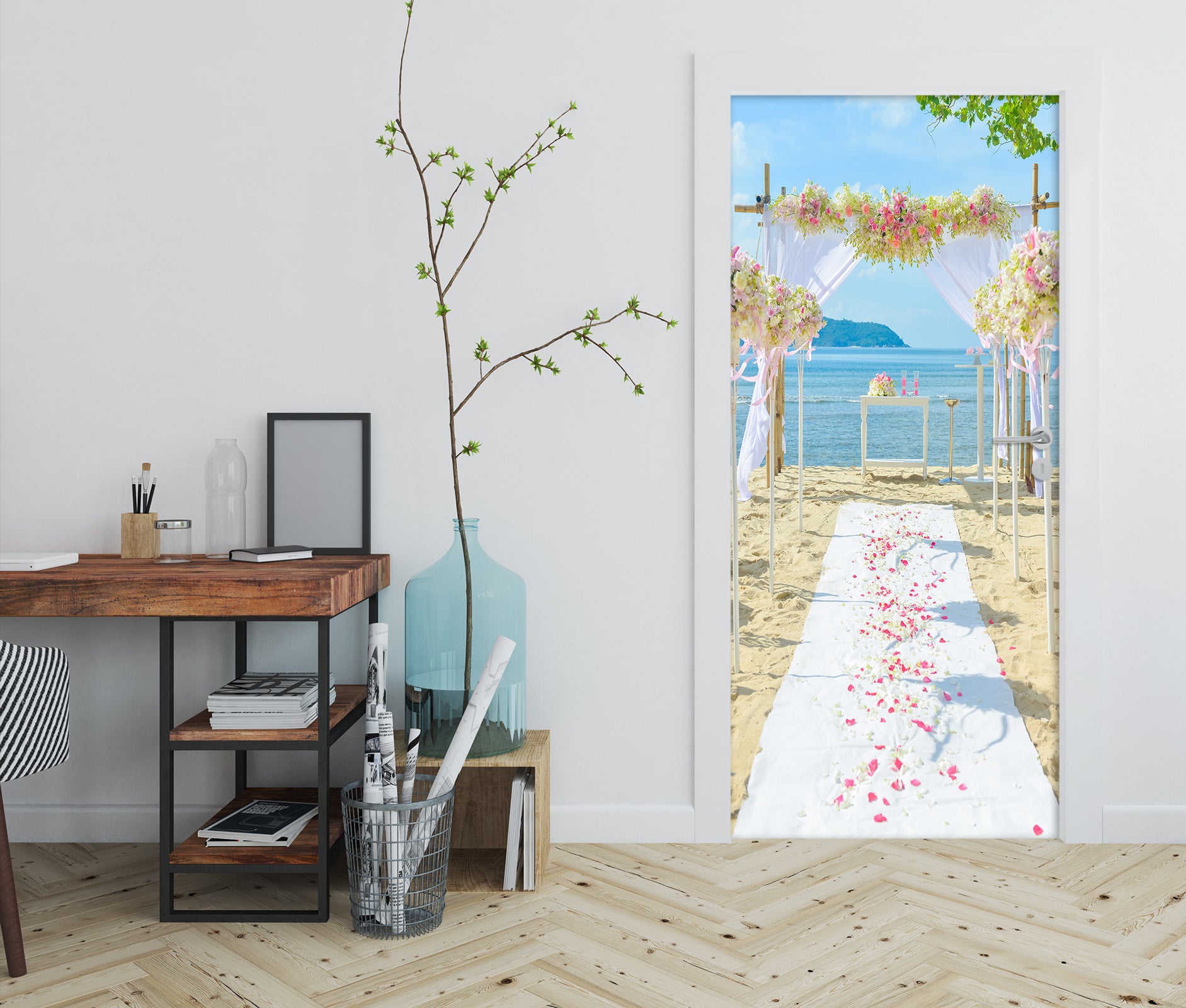 3D White Carpet 22062 Door Mural